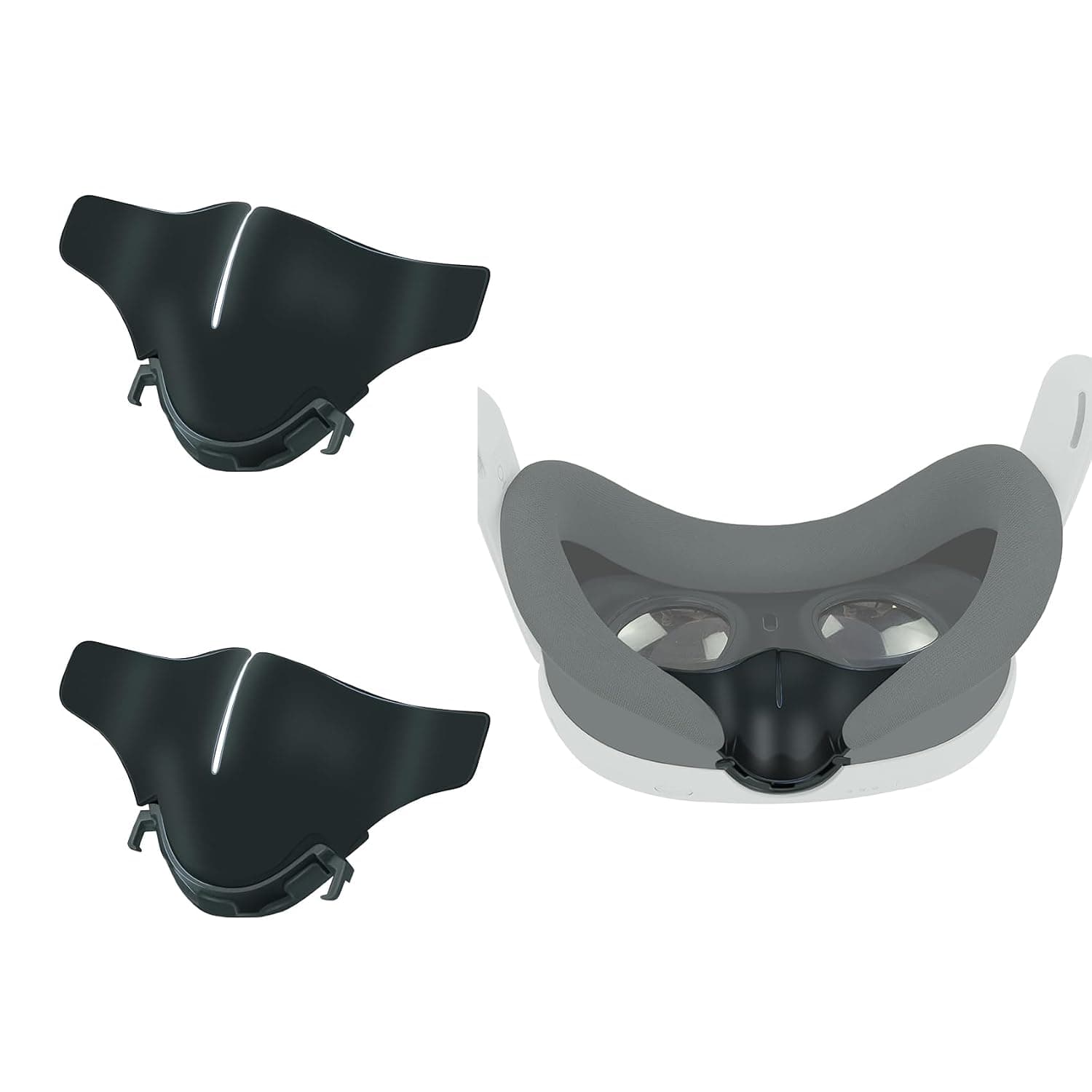 NUHFUFA 2 PCS VR Headset Soft Nose Pad Fits for Quest 3, Anti-Leakage Light Protective Nose Guard Silicone Blackout Cover Cushion VR Accessories
