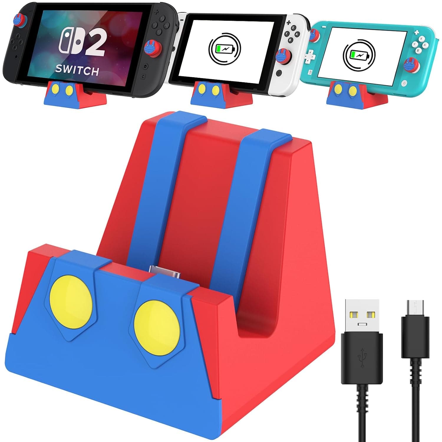 HEIYING Switch Charging Dock for Nintendo Switch/Lite/OLED, Portable Charger Base Stand with Type C Port for Easy Console Charging
