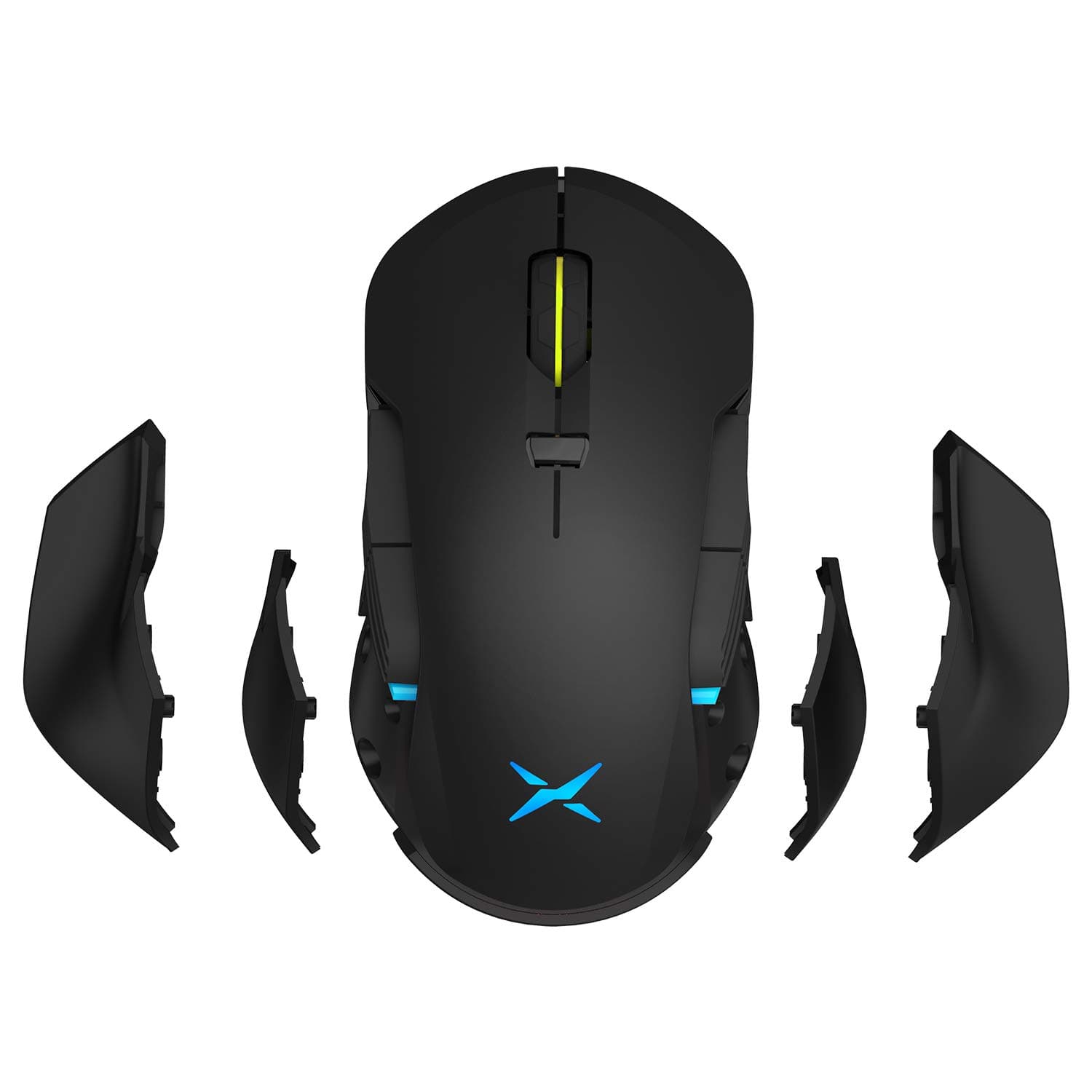 DELUX Gaming Mouse, Wireless and Wired, 16000DPI, 16.8 Million RGB Color Backlit, Adjustable Weight and Balance, Both Hands Mouse, Customized Controls, PC Mouse with 8 Programmable Buttons