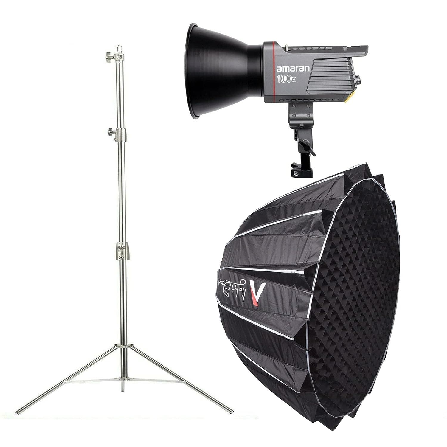Aputure Amaran 100X with Light Dome II Softbox and 280cm Light Stand,130W LED Video Light 2700K-6500K COB Daylight with Bowens Mount for Photography,YouTube