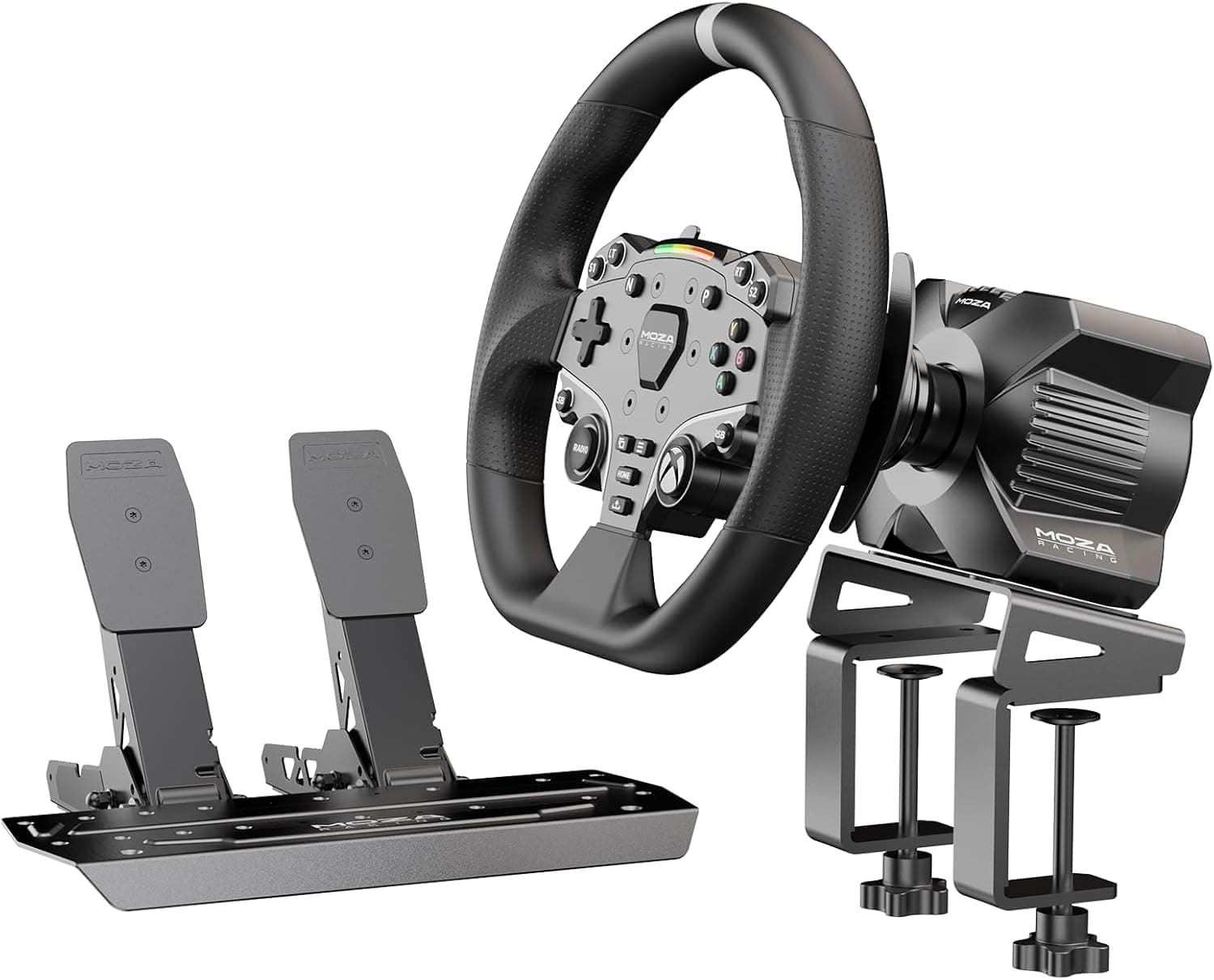 MOZA R3 Racing Wheel and Pedals Bundle for Xbox & PC,Powerful 3.9Nm DD Servo Motor with Aviation-Grade Aluminum Construction,Durable ISF PU Grips 11-inch Racing Wheel