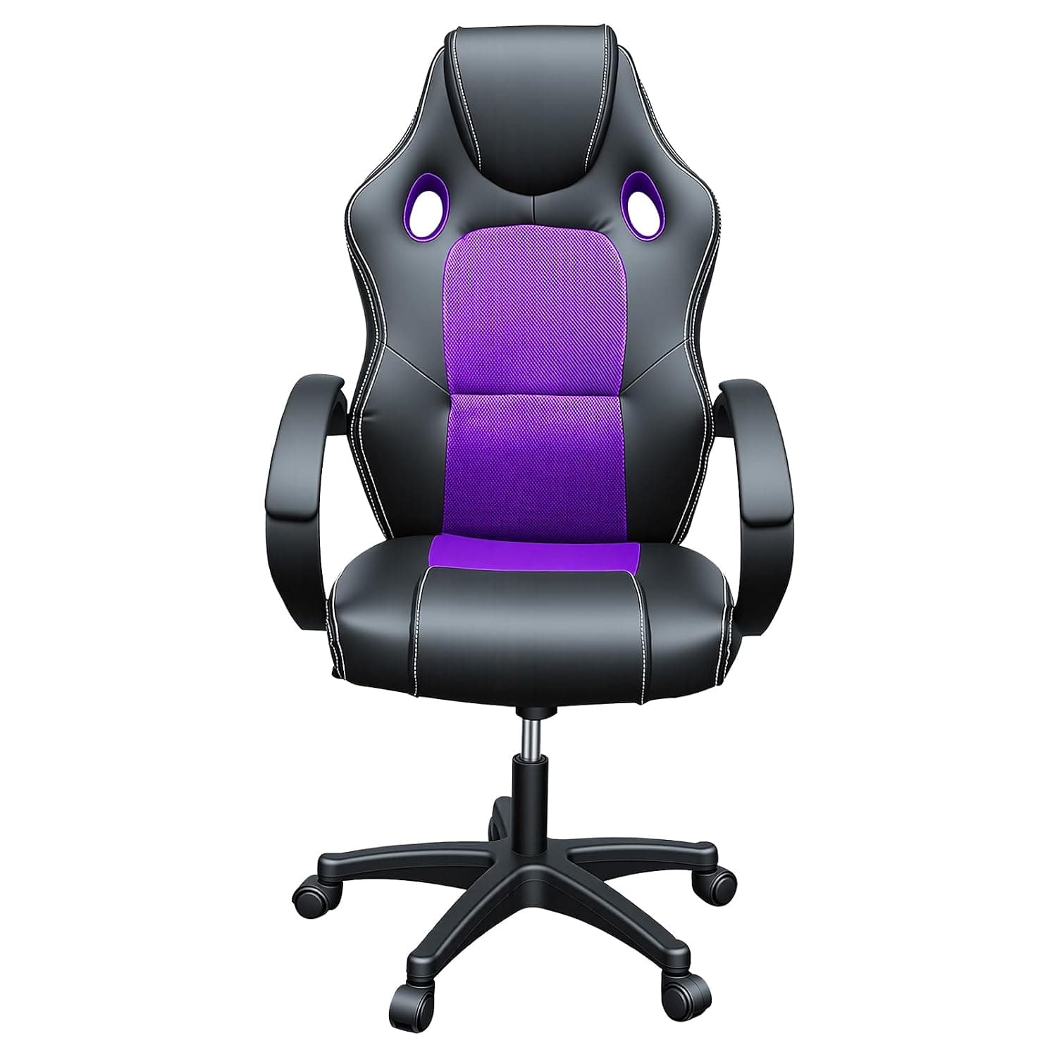 Panana Racing Style Office Gaming Chair, PU Leather Desk Ergonomically Adjustable Sport Swivel Chair With Padded armrests (Purple)
