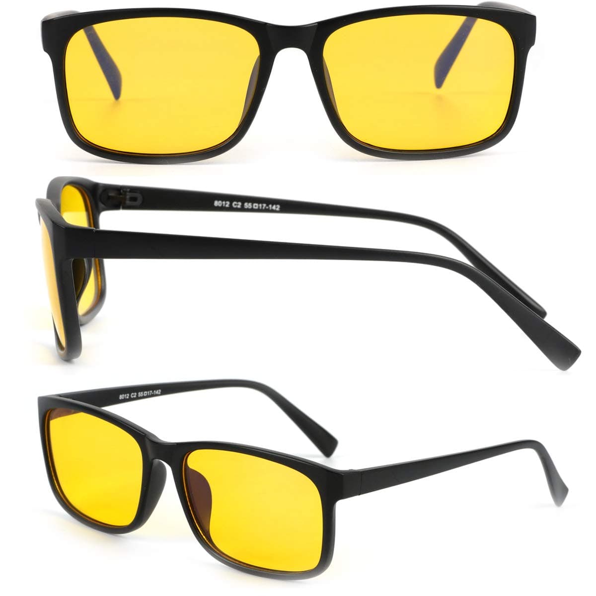 Blue Light Blocking Gaming Glasses Anti Eyestrain Glasses Gaming Eyewear Retro Vision Care Anti Glare for PC Laptop Gamer Reading (Black Frame Yellow Lens) (Black)