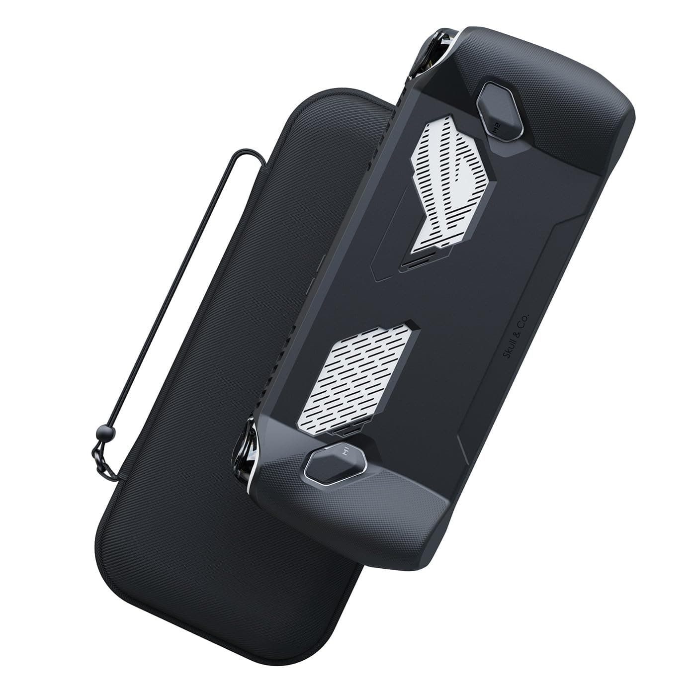 Skull & Co. GripCase Ally Bundle for ROG Ally: A Soft Protective Case with Textured Grips Full Protection and Stand, Shock-Absorption Non-Slip and Anti-Scratch Cover Design (with Carrying Case)- Black