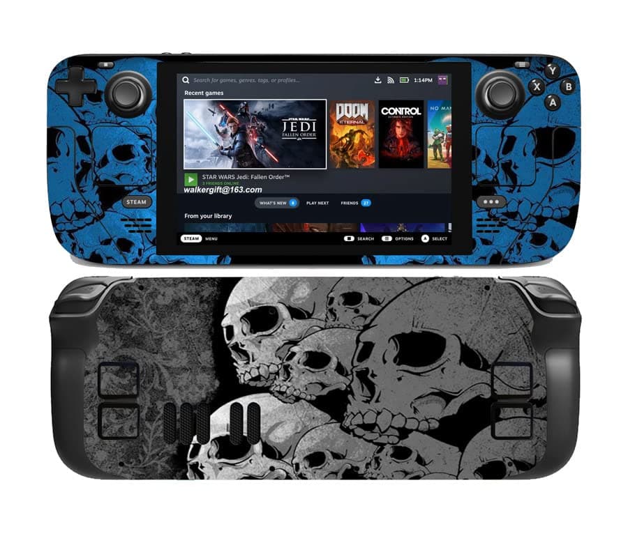 Skin Vinyl for Steam Deck Console Full Set Protective Decal Cover Console Premium Stickers (Skull)