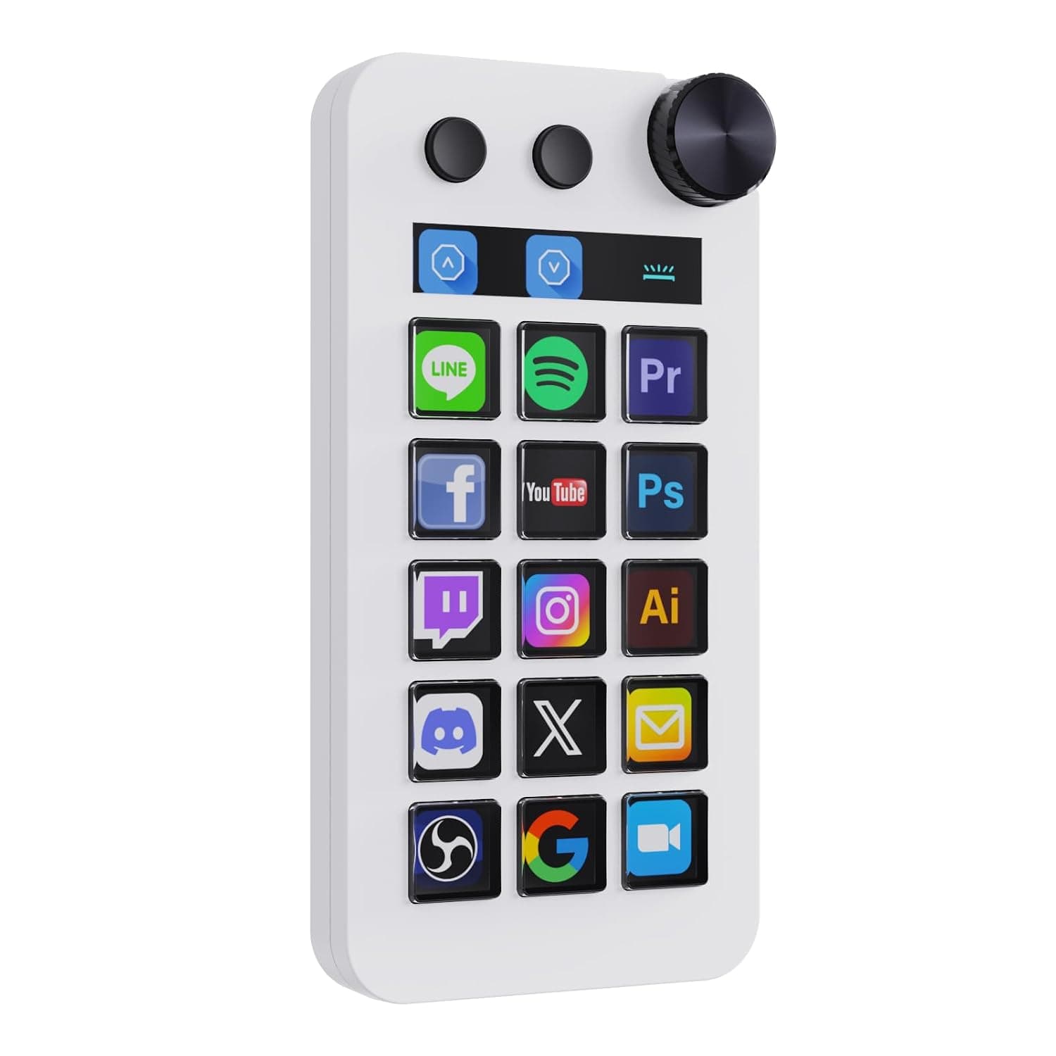 Basicolor N1 3-in-1 Macro Keypad:15 LCD Keys, Numpad&Calculator - Programmable Stream Controller Deck for Streaming, Work&Gaming, Studio Controller for Content Creation (Mac 14.0+/Win10+)-White