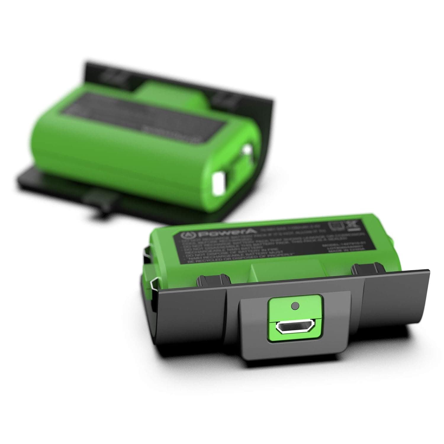 PowerA Play & Charge Kit for Xbox Series X|S and One Wireless Controllers, Compatible with Xbox Charger Dock, 2 x Rechargeable Batteries with LED Indicators, 4 x Battery Doors - Black & Green