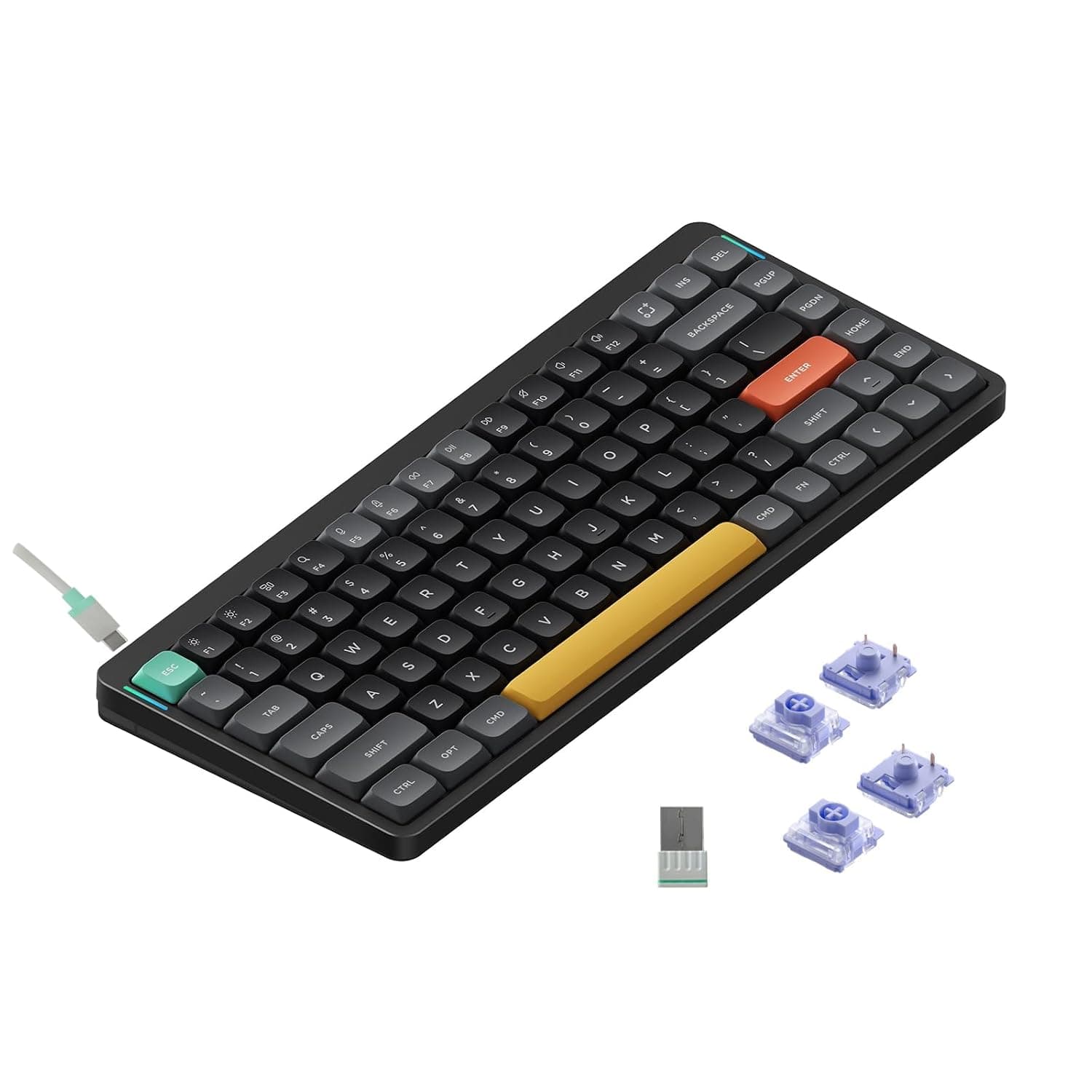 nuphy Air75 V2 Portable 75% Mechanical Keyboard,Wireless Keyboard,Supports Bluetooth/2.4G/USB-C RGB Bluetooth Keyboards,Compatible with Windows/Mac OS/Linux Systems-Black Gateron Wisteria Switch