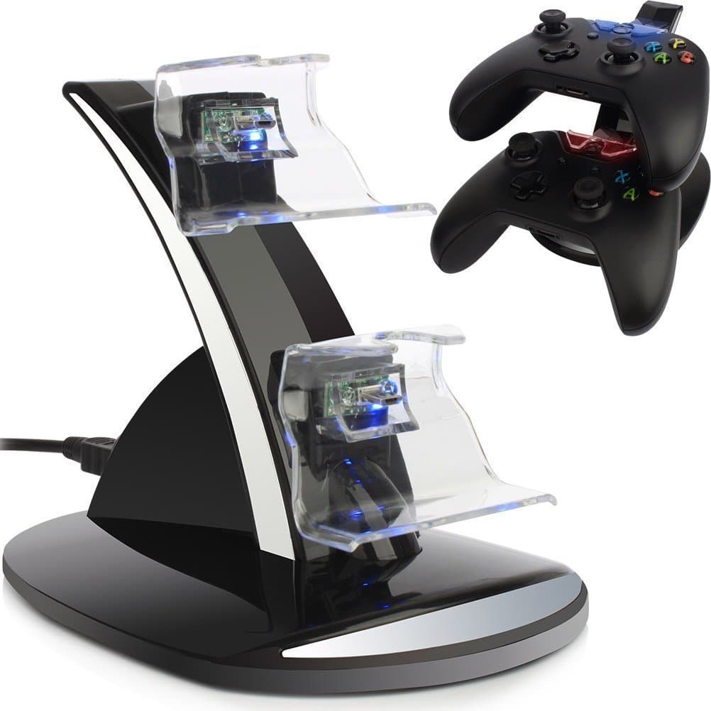Xbox One, Xbox One S Controller Charging Dock Station, Dual Charger Dock Kit for Xbox One Console, Black