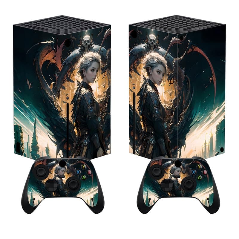 PlayVital Custom Vinyl Skins for Xbox Series X, Wrap Decal Cover Stickers for Xbox Series X Console Controller - Dragon Vision