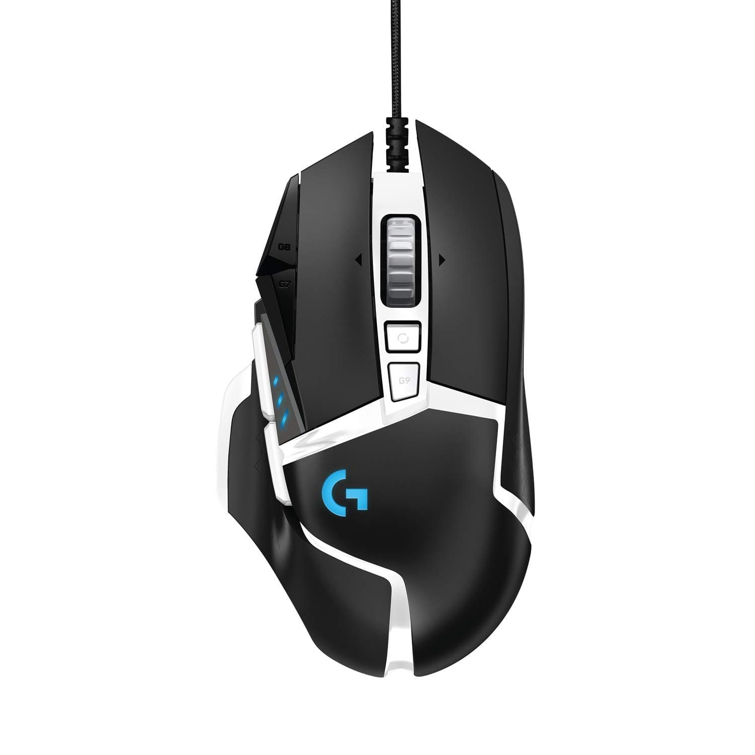 Logitech G502 Hero High Performance Gaming Mouse Special Edition, Hero 16K Sensor, 16 000 DPI, RGB, Adjustable Weights, 11 Programmable Buttons, On-Board Memory, PC/Mac - Black/White (Renewed)