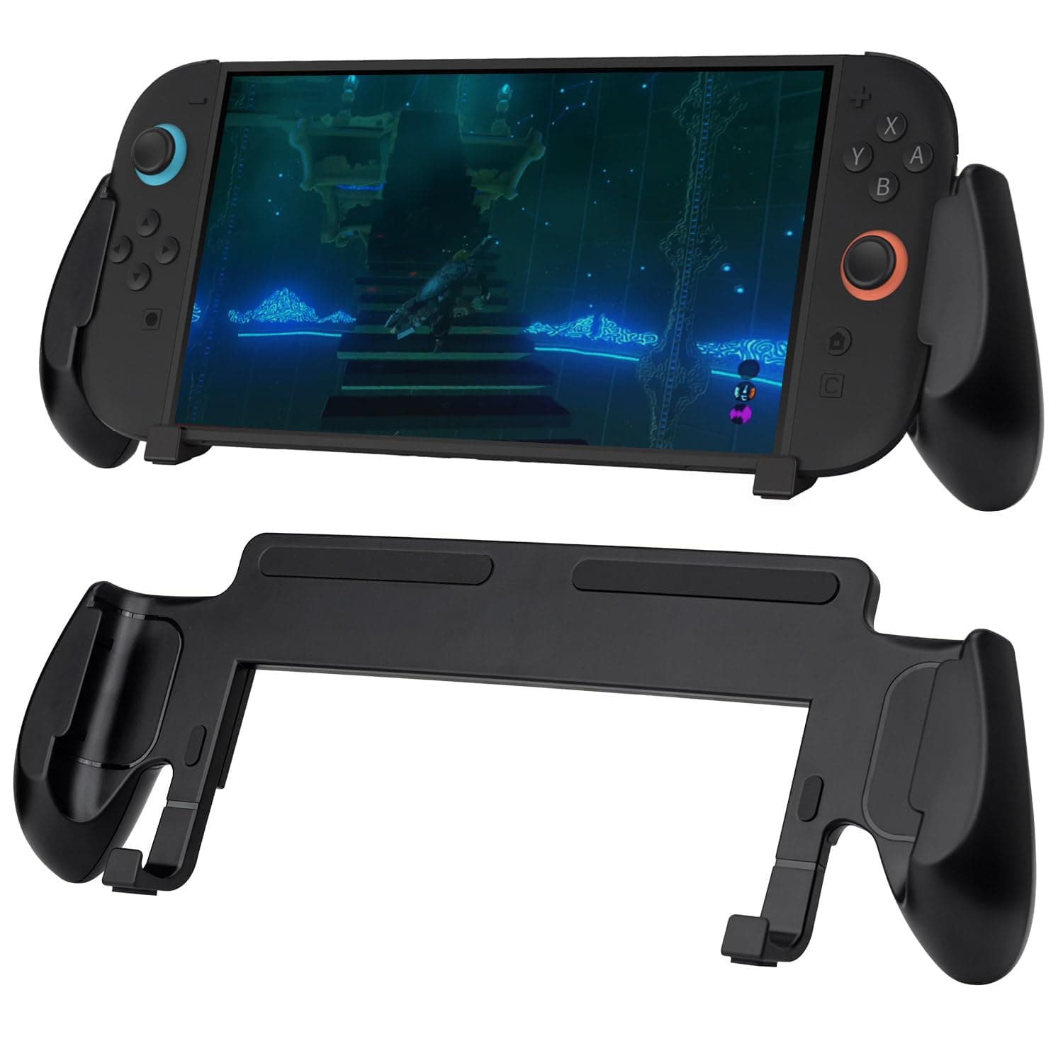 Mcbazel Console Grip Case for Switch 2, Lightweight ABS Material Protection with 5 Game Card Slots, Ergonomic Switch 2 Grip Case for Nintendo Switch 2 (Black)