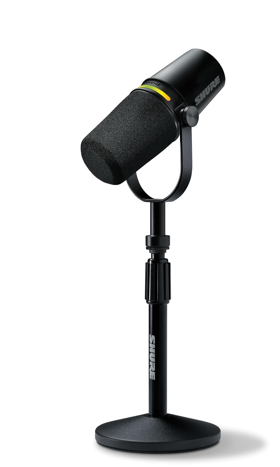 Shure MV7+ USB-C & XLR Podcast Dynamic Mic with Stand - Black | OBS-certified USB-C & XLR Dynamic Mic with Stand, LED Touch Panel, Auto Level & Pop Filter for Podcasting