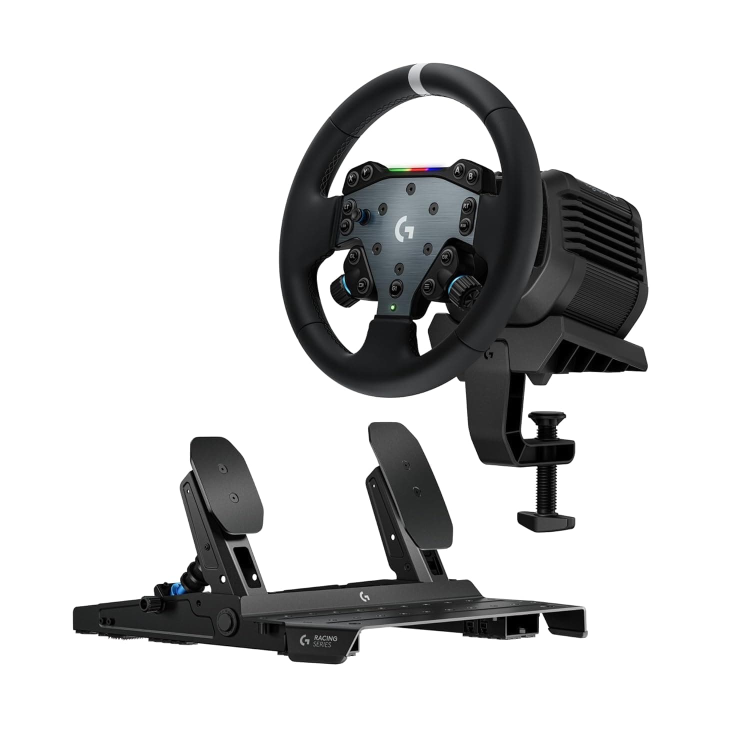 Logitech G RS50 System with RS Pedals: 4 PCS Sim Racing Setup - Wheel base 8 Nm Direct Drive, Wheel Hub, Round Wheel - 11-inch steering wheel & Pedals - For PS5/PS4/PC