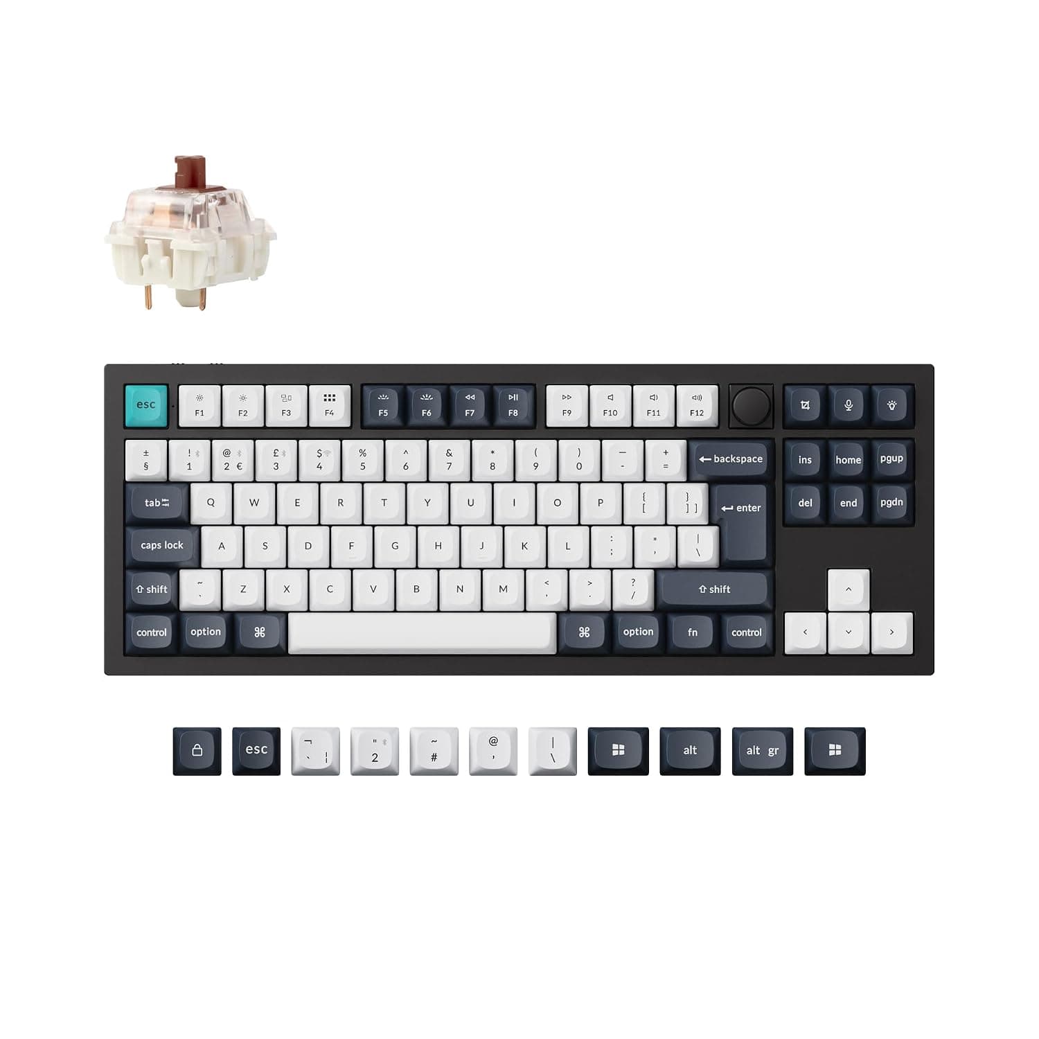 Keychron Q3 Max Wireless Custom Mechanical Keyboard, Full Aluminum Programmable Knob 2.4 GHz Bluetooth TKL Layout RGB with Hot-swappable Gateron Jupiter Brown Switch for Mac Windows Linux - UK Layout