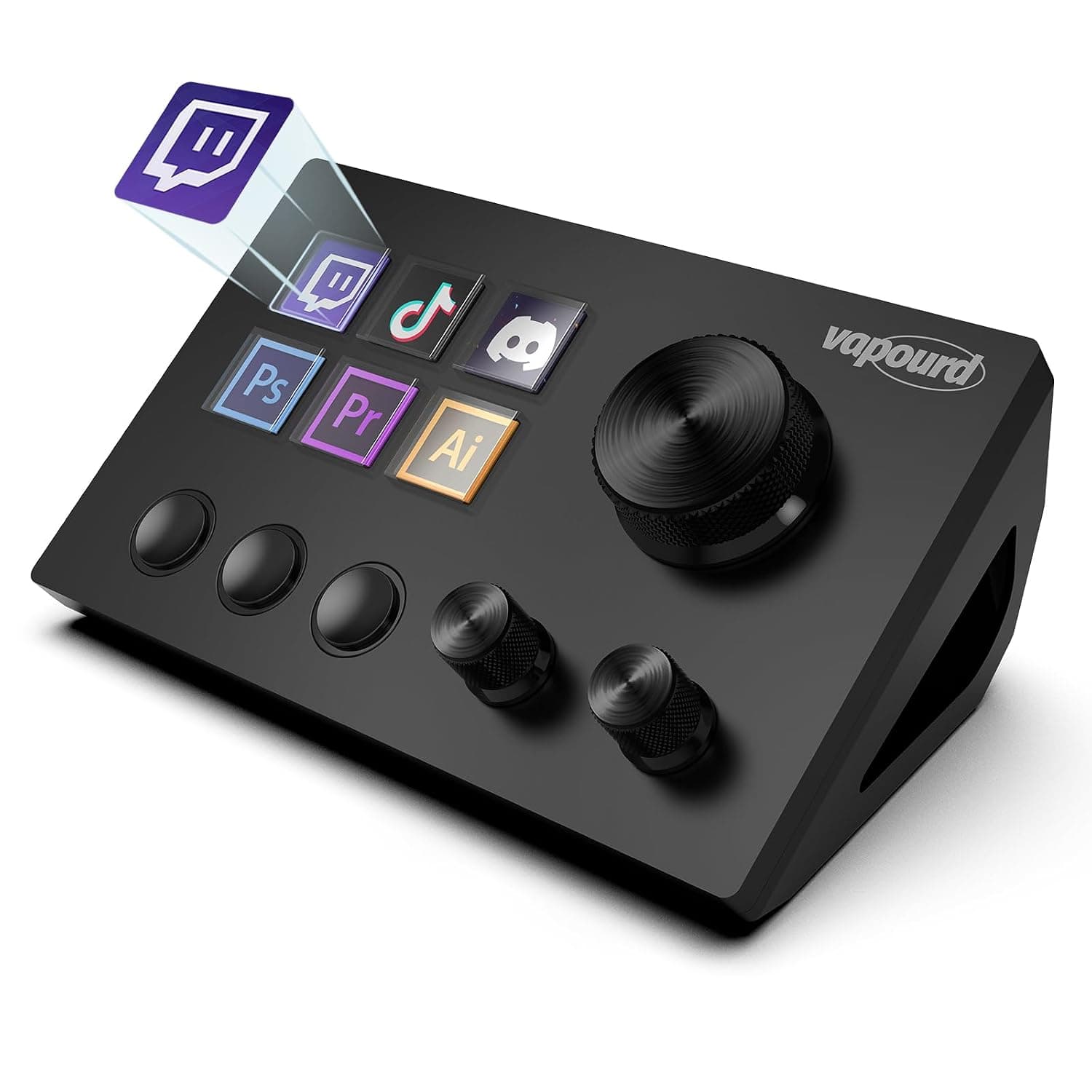 Stream Control Deck, 6 Macro Keys, Streaming Keyboard, Production Console and Studio Controller with Customizable Buttons, Custom Console for Live Streaming, Gaming, Works with Mac and PC