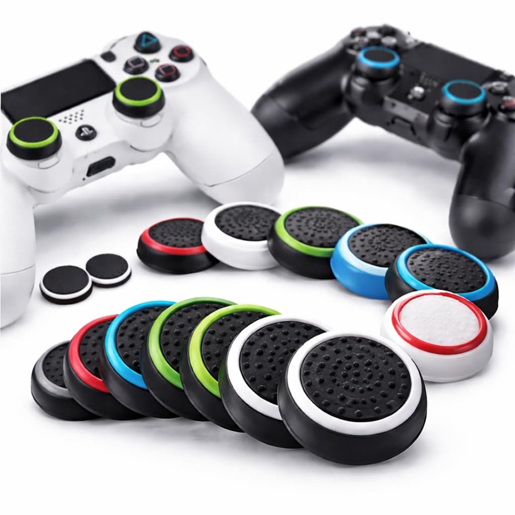 20PCS Silicone Thumb Grips for PS5 PS4 Xbox One Xbox 360 Xbox Series X/S Switch Pro Controller, Non-Slip 3D Textured Joystick Caps, Analogue Stick Protection Covers, 2 of Each Colour, 2.1cm Diameter