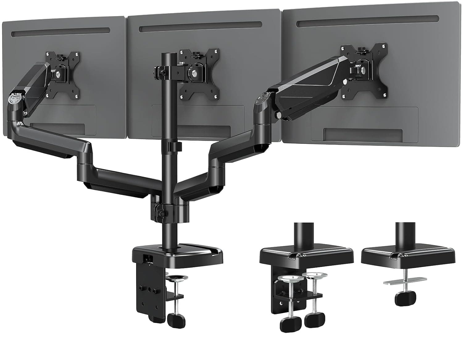 MOUNTUP Triple Monitor Mount - 3 Screen Desk Mount for 27 inch Displays, Articulating Arms with Gas Spring, Heavy Duty, Each Arm Holds Up to 17.6 lbs