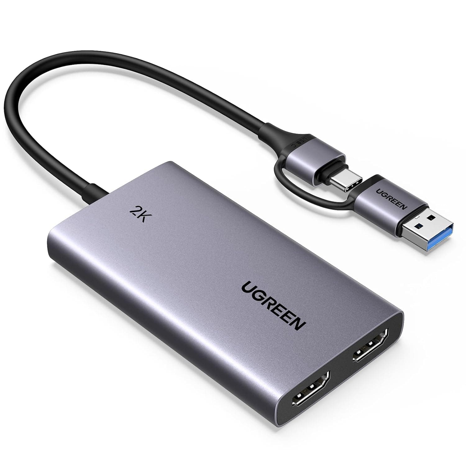 UGREEN Video Capture Card HDMI to USB C 2K@30Hz 1080P@60fps Game Record | 4K Passthrough Loop-out Streaming Device Compatible with Quest 3/3s PS5 PS4 Xbox Switch iPad DSLR Camera Mac Laptop PC