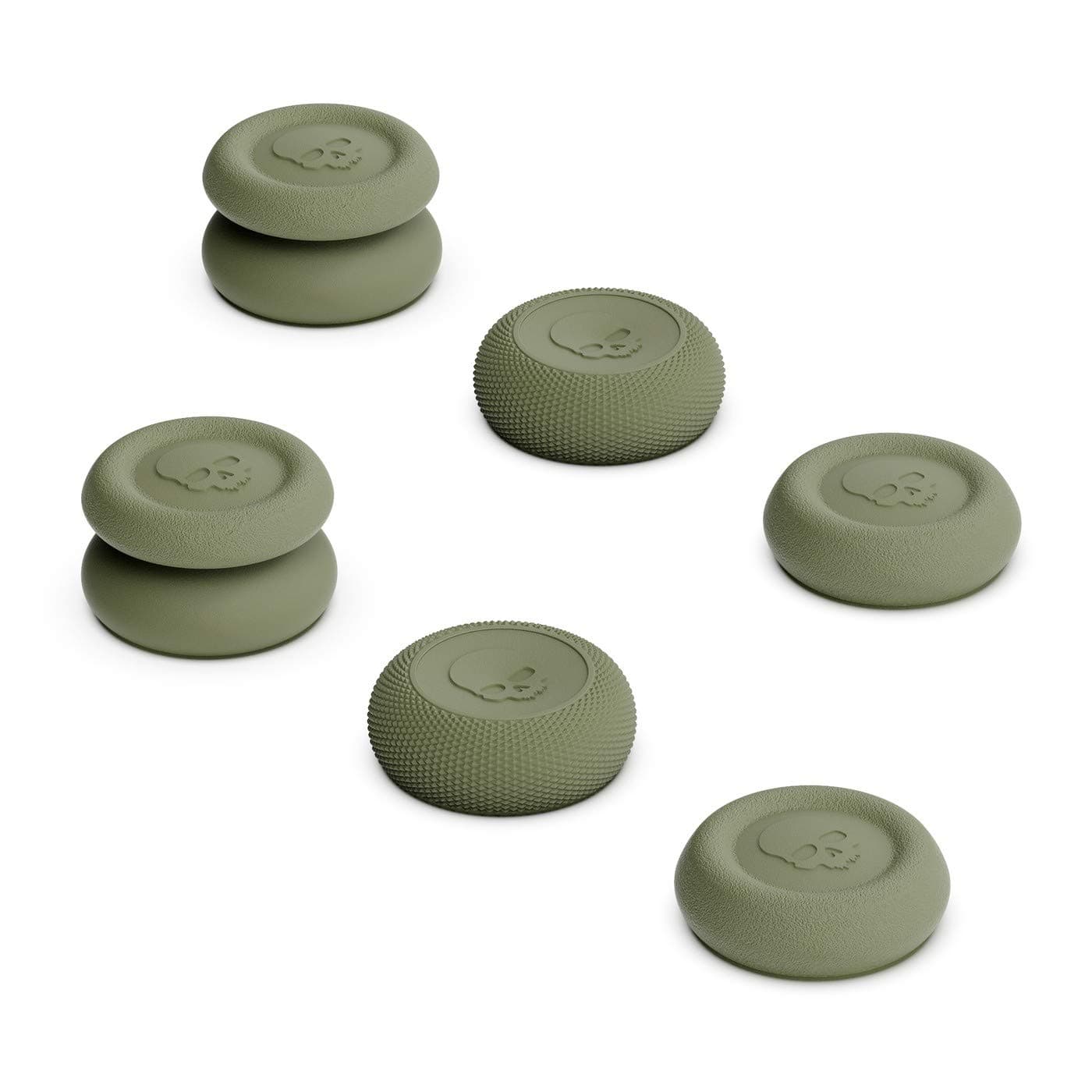 Skull & Co. Skin, CQC and FPS Thumb Grip Set Joystick Cap Analog Stick Cap for Nintendo Switch Pro Controller & PS5 / PS4 / Slim/Pro Controller - OD Green, 3Pairs(6pcs)
