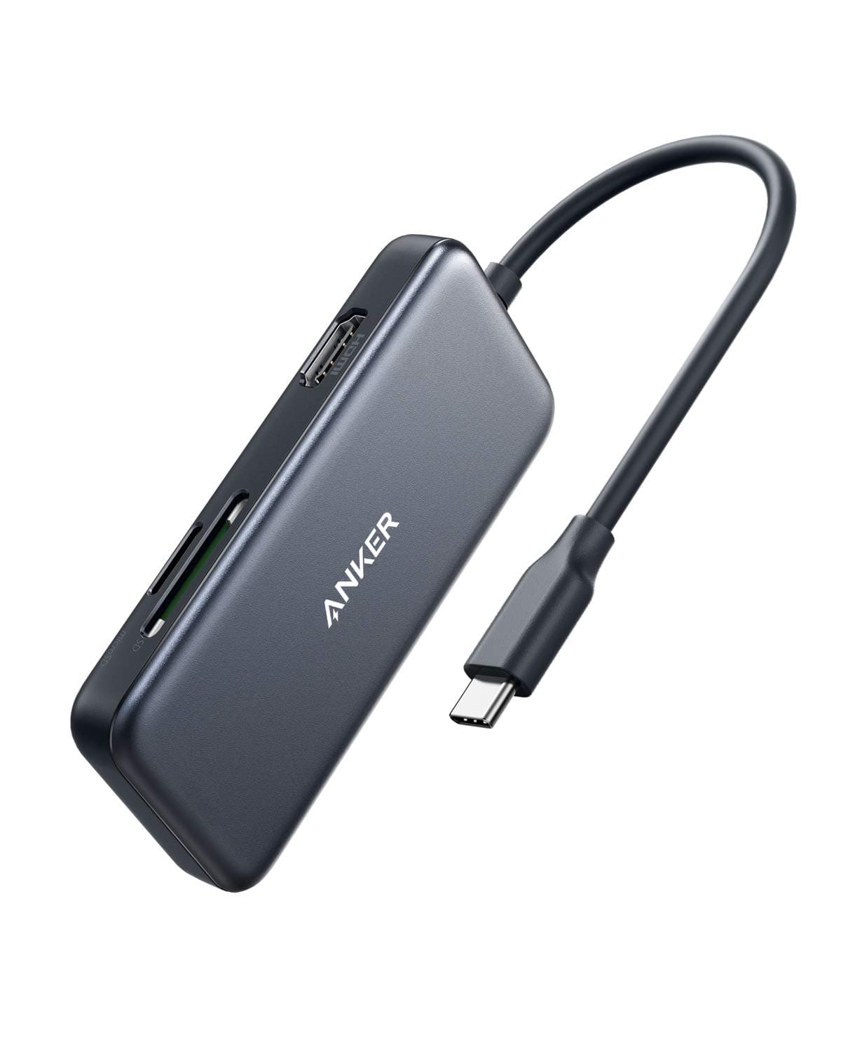 Anker 5-in-1 USB C Adapter/ Hub, with 4K USB C to HDMI, SD and microSD Card Reader, 2 USB 3.0 Ports, for MacBook Pro 2020/2019/2018, iPad Pro 2020/2019, Pixelbook, XPS, and More