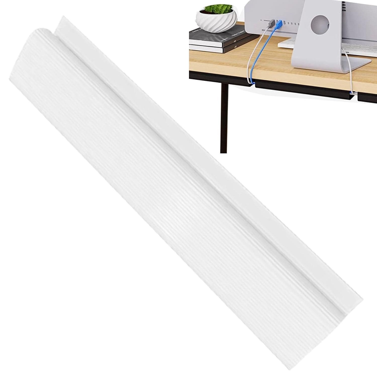 Under Desk Cable Management Safe Top Opening Wire-Fixing Cable Tray | Wire Manager Tray for Under Desk Network Cables, Extension Cords, Data Cables Organizer