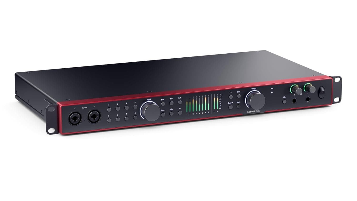 Focusrite Scarlett 18i20 4th Gen USB-C Audio Interface | 26-In 26-Out, 8 Mic Preamps, 2 Hi-Z Inputs, Dual ADAT, S/PDIF, MIDI, Word Clock, Talkback Mic, Auto Gain, Clip Safe