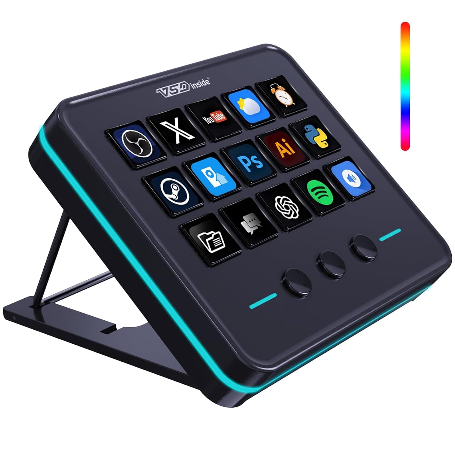 VSDINSIDE Macro Keypad, Stream Controller Deck with 18 Programmable Keys, Customizable Visual AI Pad, USB Soundboard for OBS, YouTube, Desk Office, Laptop, PC, Mac