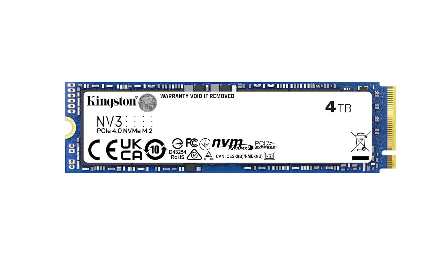 Kingston NV3 NVMe PCIe 4.0 Internal SSD 4TB M.2 2280-SNV3S/4000G