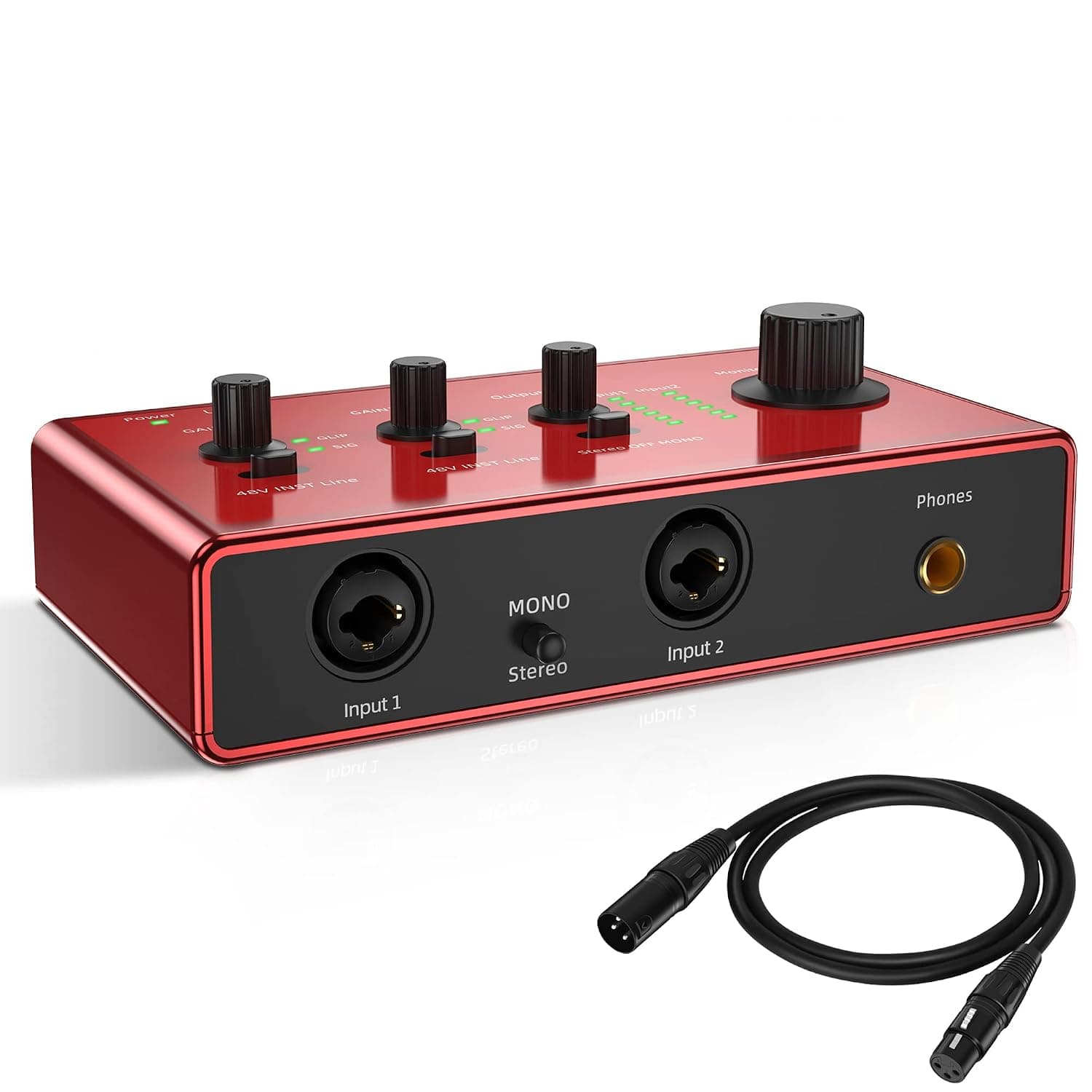 USB Audio Interface with XLR Microphone Cable, Dual XLR Audio Interface for Recording, Streaming and Podcasting Support Optical and 1/4" output