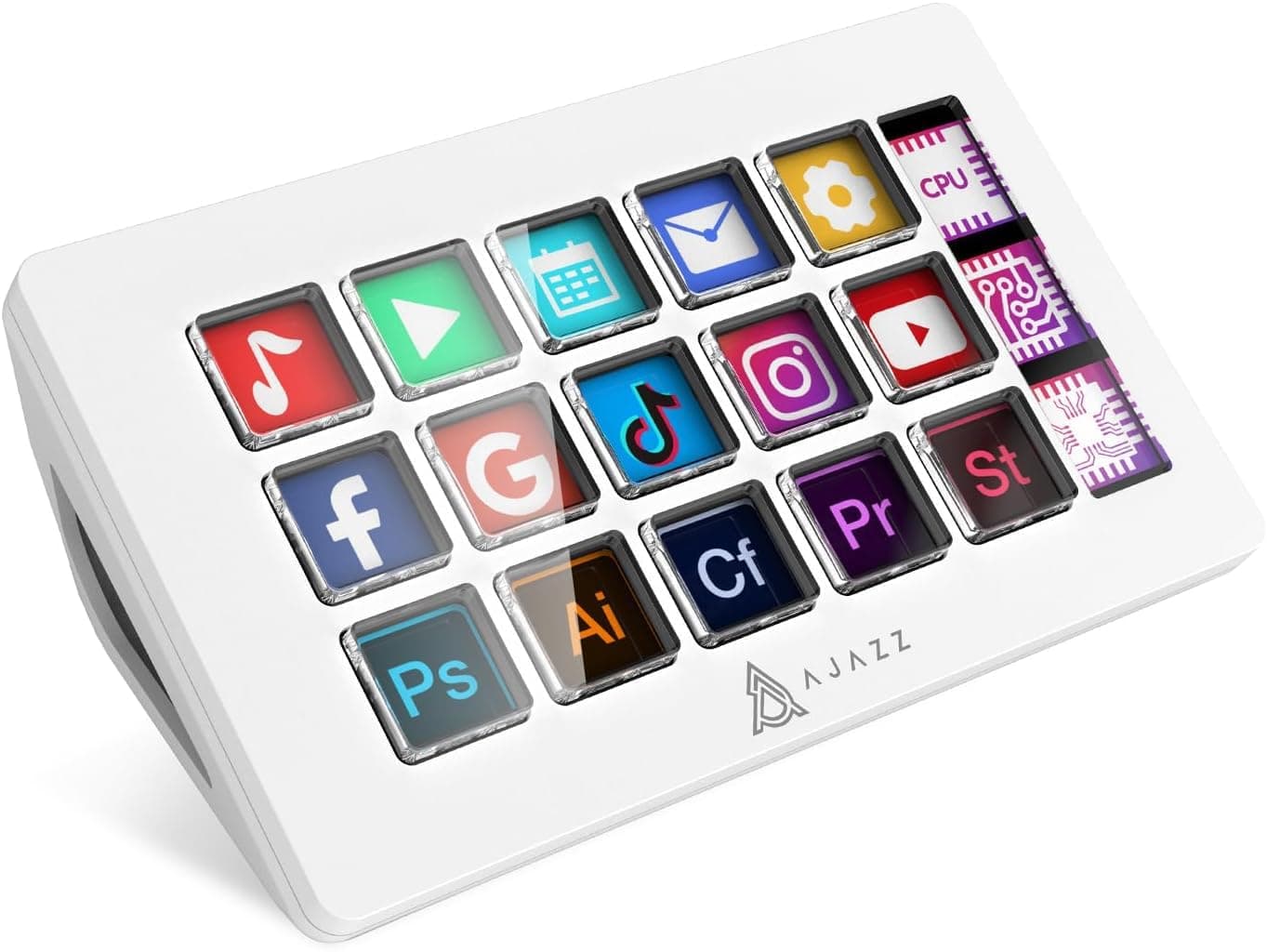 AKP153 Studio Deck, Stream Controller, 15 Macro Keys, Trigger Actions in Apps and Software Like OBS, YouTube, Twitch, Custom Console for Photo and Video Editing, Live Streaming, PC/Mac (White)