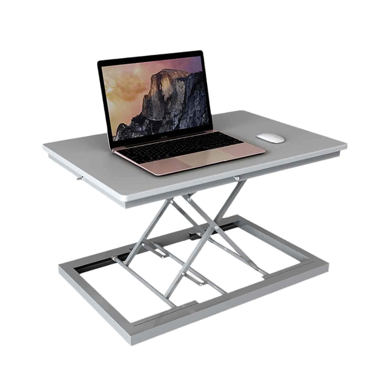 AIZYR Height Adjustable Standing Desk for Laptop, Ergonomic X-Frame Riser Standing Riser Workstation for Home, Office, Workplaces,Gray