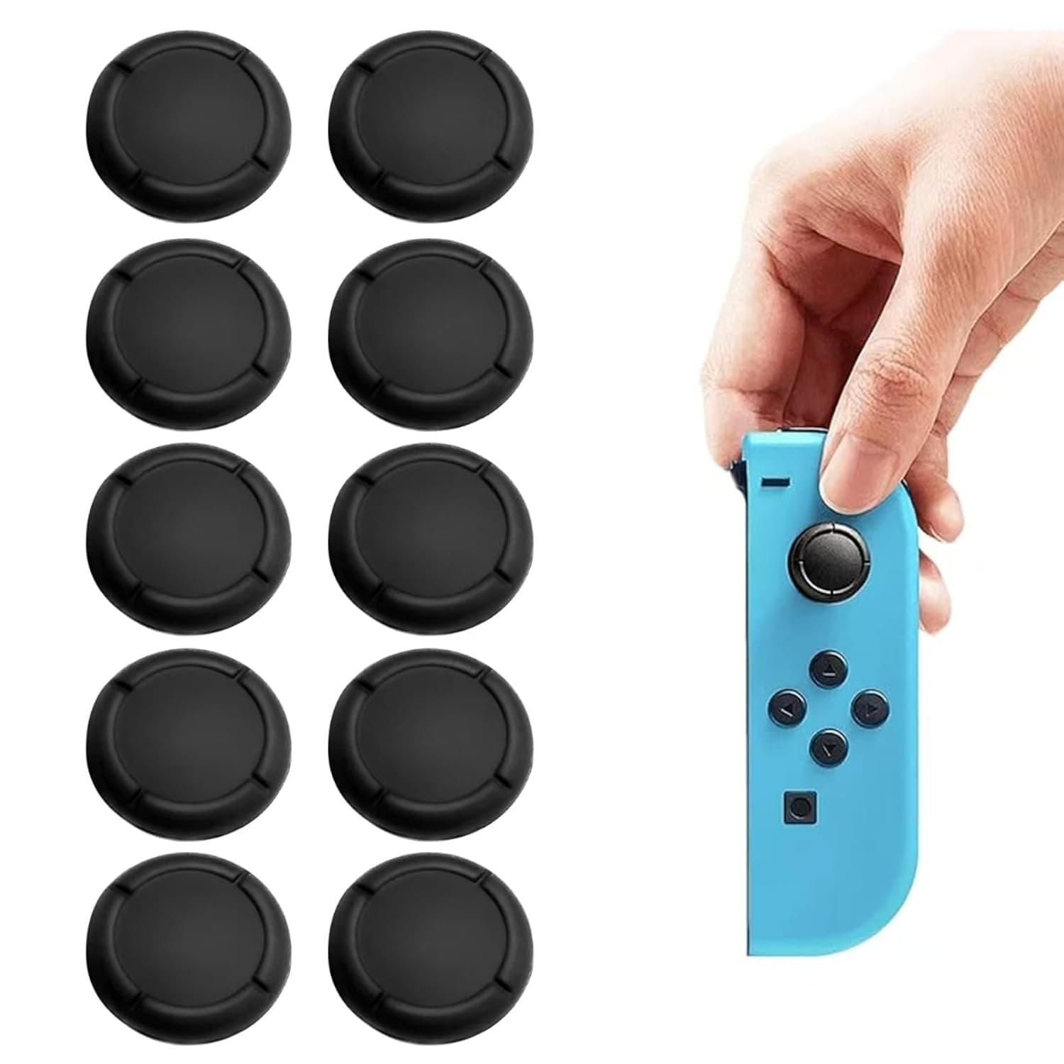 5 Pairs Thumb Grip Caps for Nintendo Switch & Switch OLED, Soft Silicone Joystick Covers, Anti-Slip & Wear-Resistant, Enhance Gaming Control & Protect Controller for Gaming Session (Black)