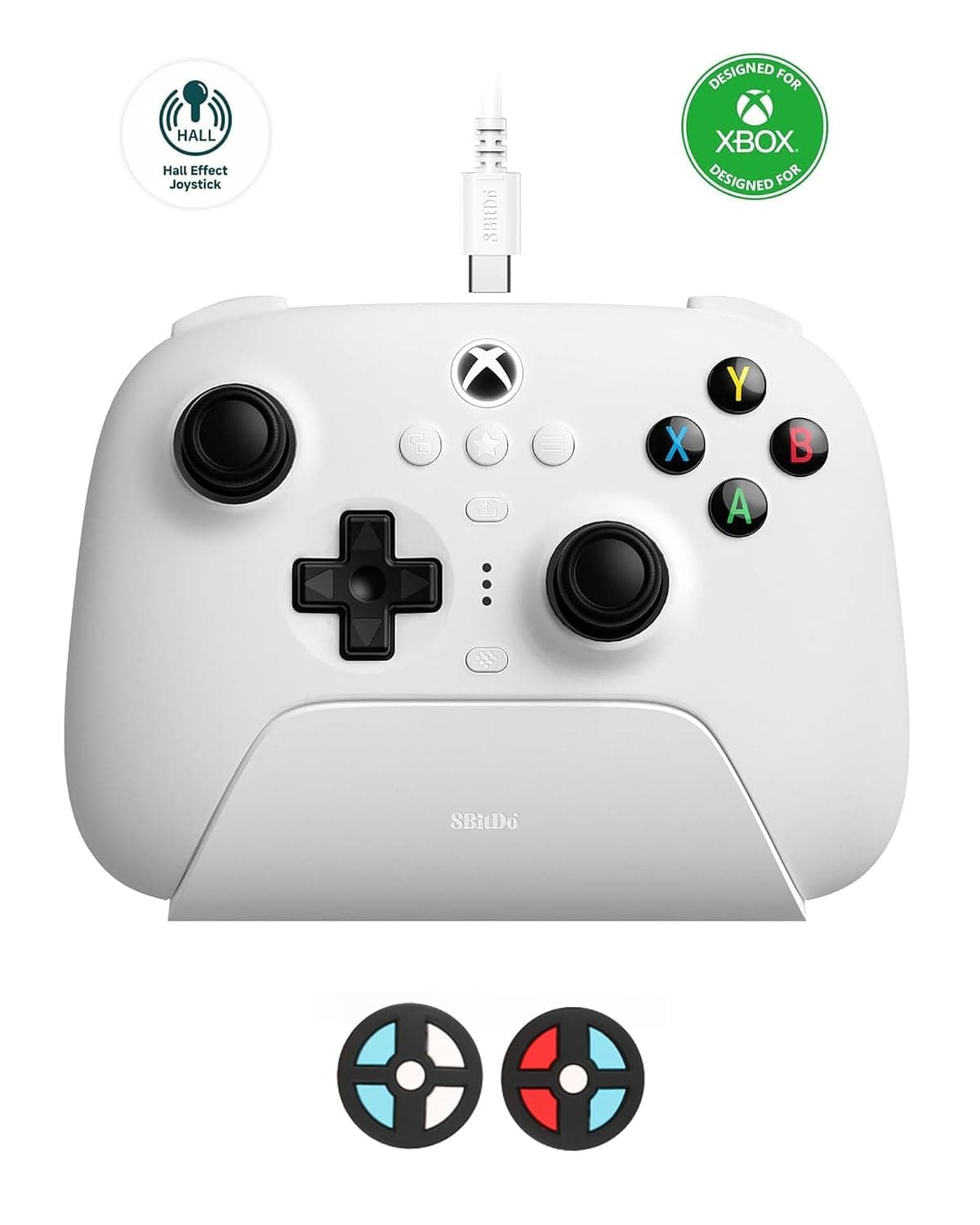 8Bitdo Ultimate 3 Mode Controller for Xbox | USB-C, Bluetooth, 2.4g Controller, Hall Effect Triggers and Joysticks, Charging Dock, Compatible with Xbox Series X|S, Xbox One, Windows, Android (White)