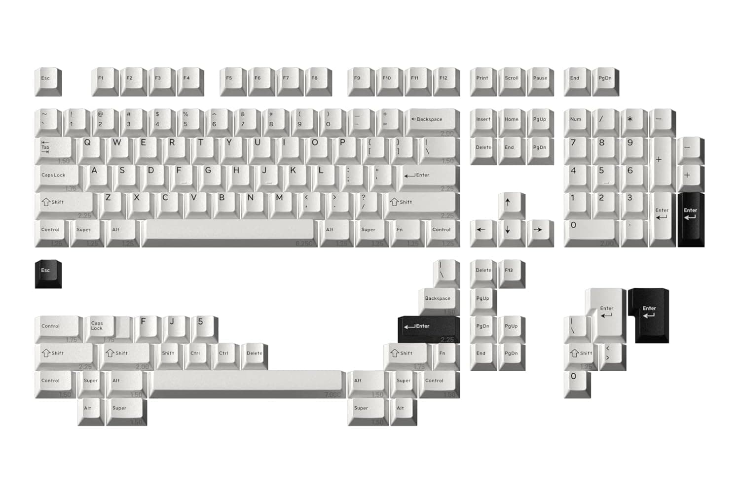 DROP DCX Black-on-White Keycap Set, Doubleshot ABS, Cherry MX Style Keyboard Compatible with 60%, 65%, 75%, TKL, WKL, Full-Size, 1800 layouts and More (Black-on-White)