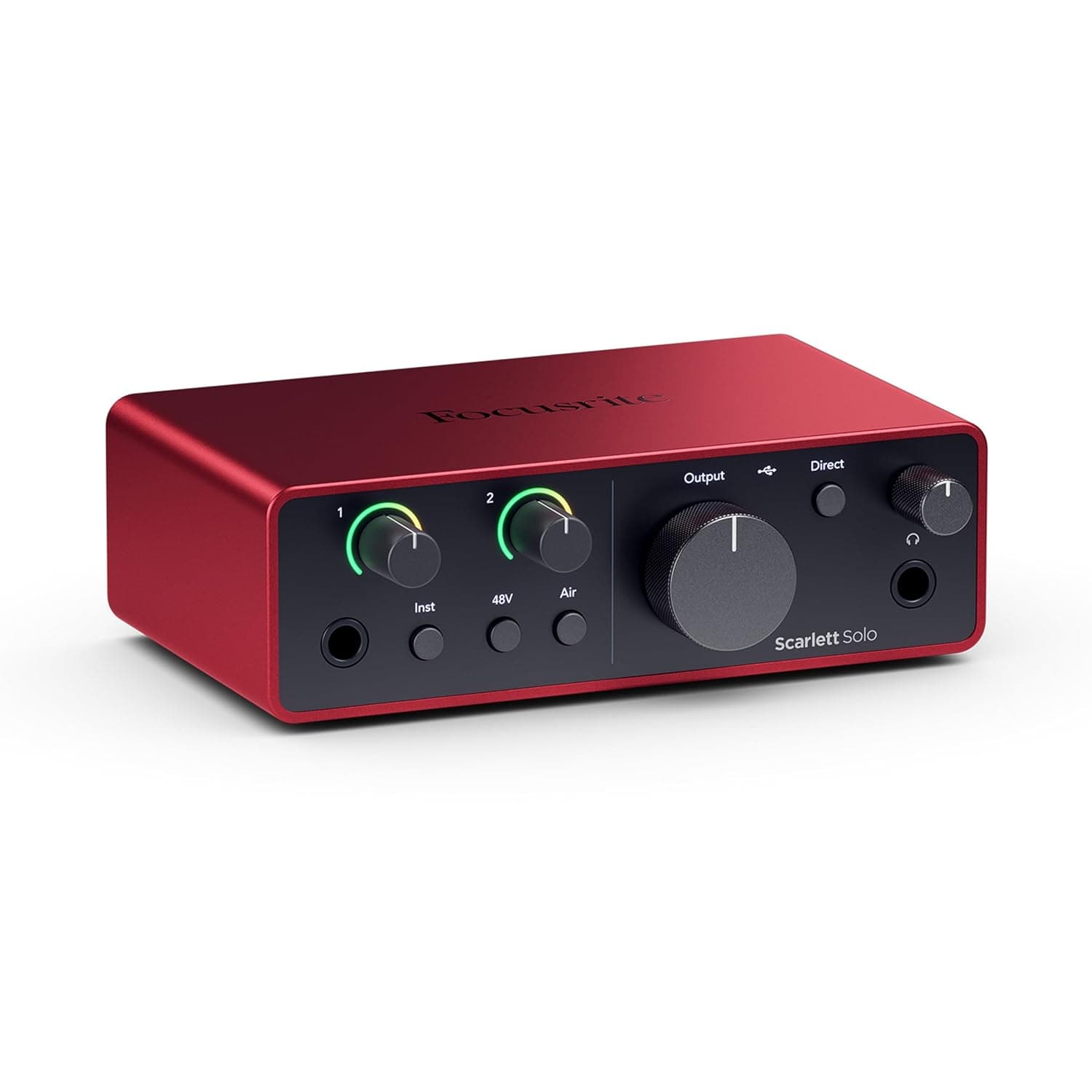 Focusrite Scarlett Solo 4th Gen USB-C Audio Interface | 1 XLR Mic Preamp, 1 Hi-Z Instrument Input, 24-Bit/192kHz, 120dB Dynamic Range, Air Modes, PC/Mac/iPad Compatible