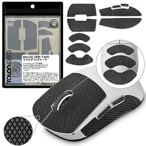 TALONGAMES Mouse Anti Slip Grip Tape Compatible with Logitech G Pro X Superlight, Superlight 2 Wireless Gaming Mouse, Palm Sweat Absorption, Thin 0.5mm, Cut to Fit, Easy to Apply, Mouse Skin