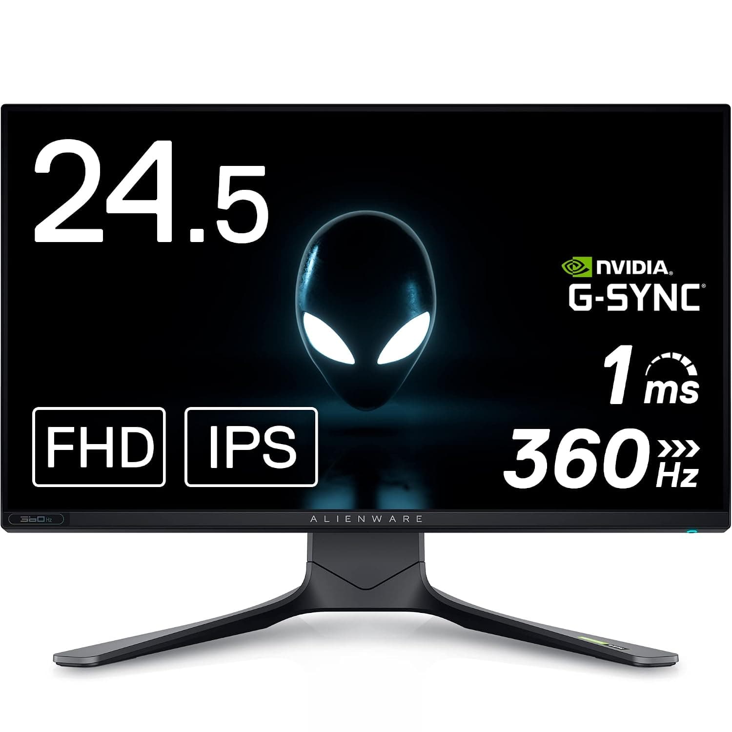 Alienware AW2521H 24.5 Inch Full HD (1920x1080) Gaming Monitor, 360Hz, Fast IPS, 1ms, NVIDIA G-SYNC, 99% sRGB, HDR 10, DisplayPort, 2x HDMI, 5x USB, 3 Year Warranty