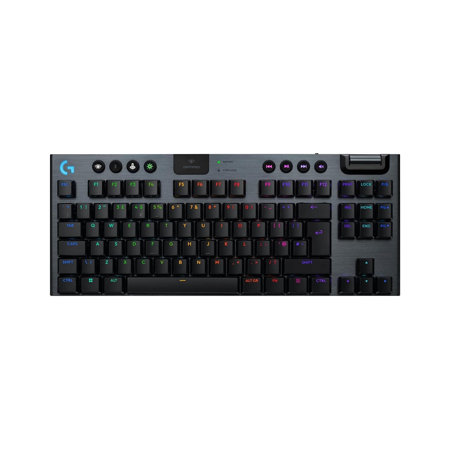 Logitech G G915 X LIGHTSPEED TKL Low-Profile Wireless Gaming Keyboard | Double-Shot PBT Keycaps, Fully Programmable Keys, RGB Backlighting, GL Brown Tactile - PC/Mac, QWERTY UK Layout - Black