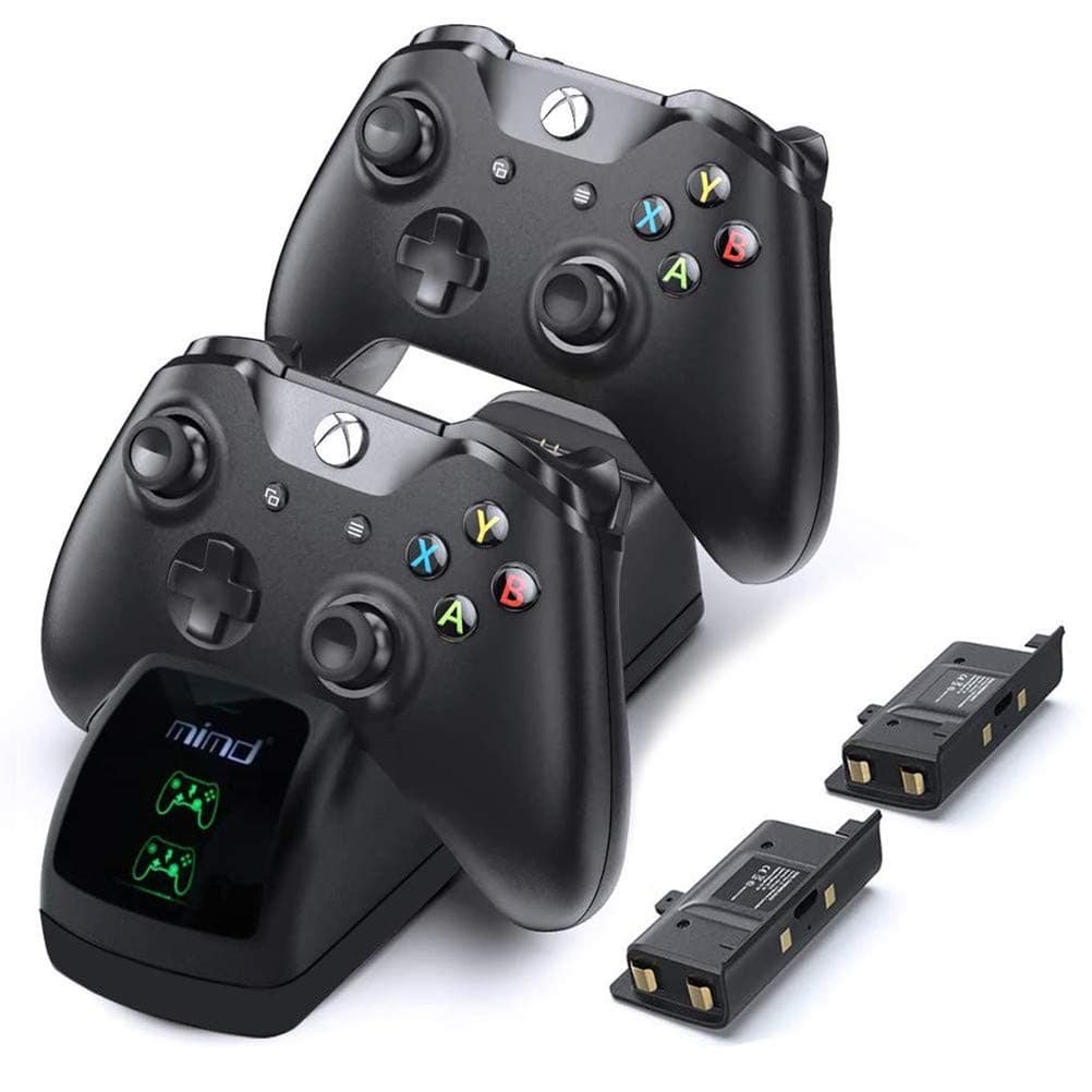 Xbox One Controller Charging Station, Wireless Controller Charger Charger Docking Station for Xbox One/One S/One X Controller Charging with 2 x 1200 mAh Battery Packs, LED Display
