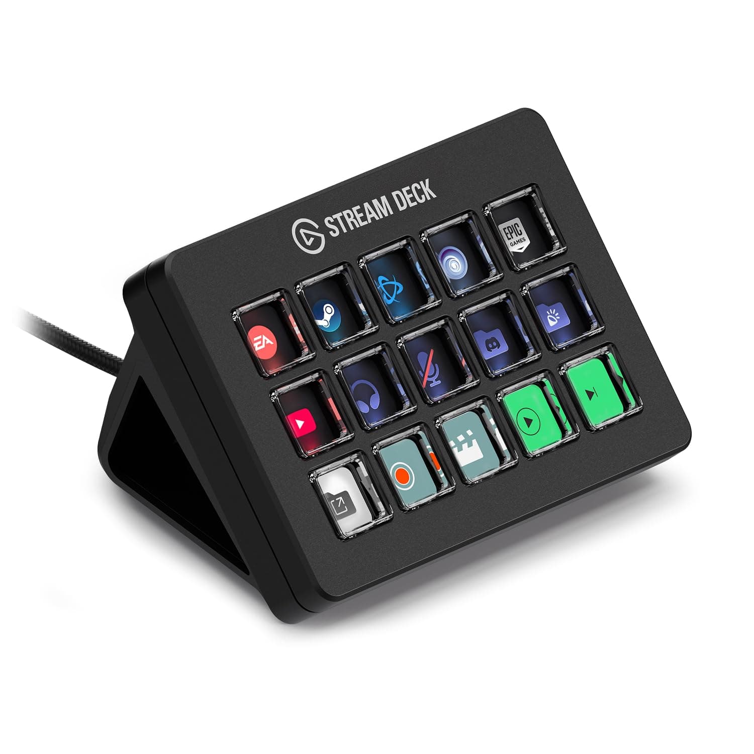 Elgato Stream Deck Scissor Keys Workflow Controller | Tactile, responsive macro keys, Monitor CPU, GPU, ping, FPS, LED-lit icons, Regular plugin updates, Windows and macOS