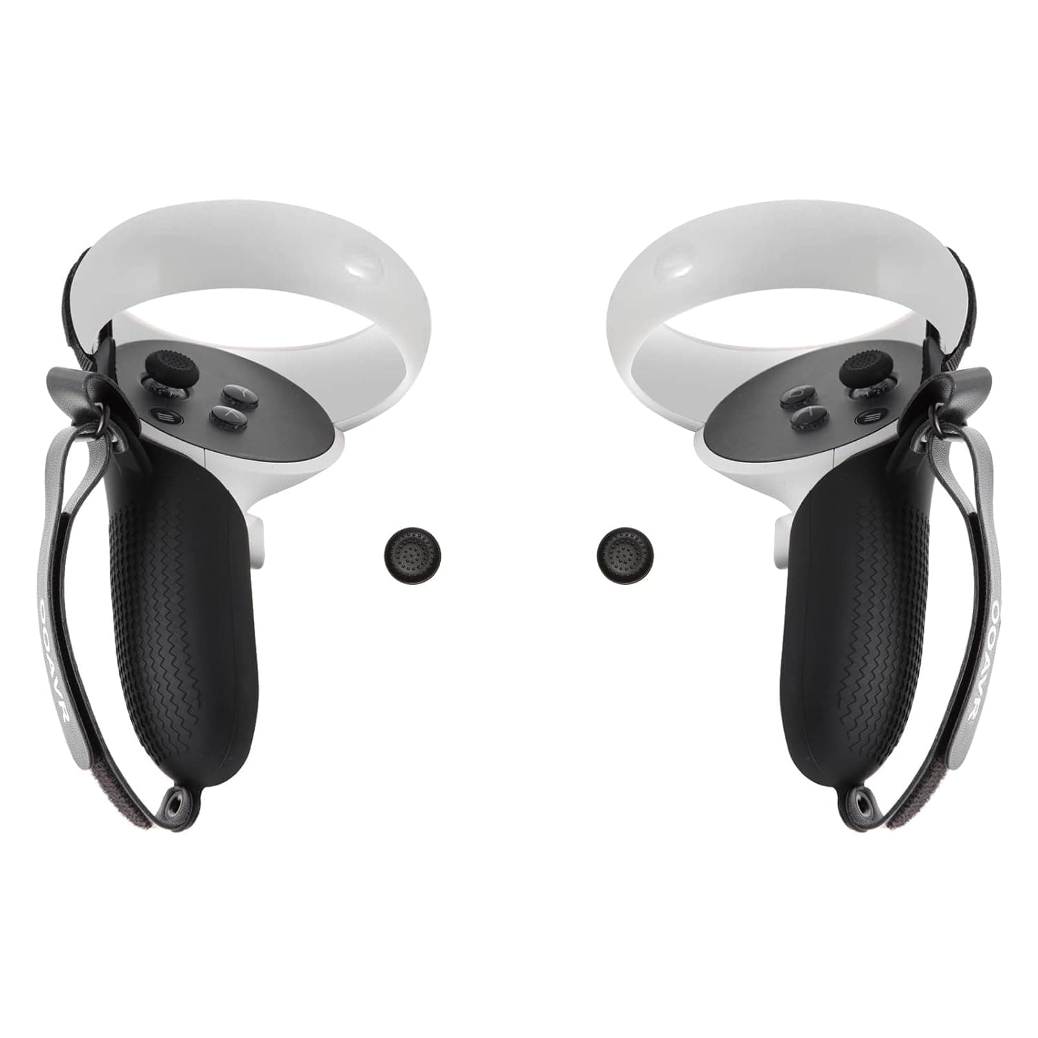 VR Touch Controller Silicone Protective Grip Cover for Oculus Quest 2,Drop and Slip Resistant, with Adjustable Knuckle Strap and Joystick Cap Covers(Black)