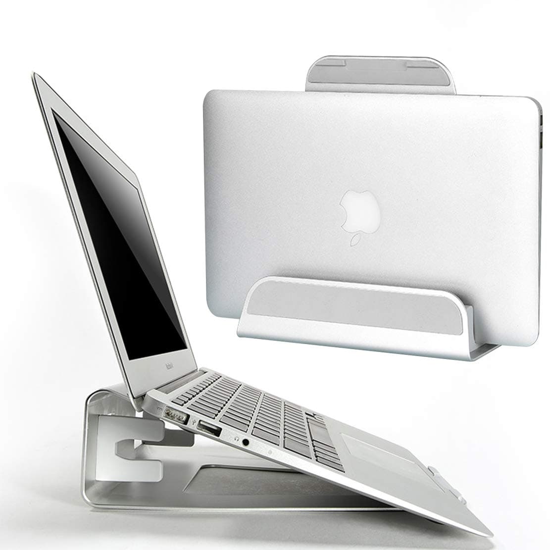 AKT Laptop Stand Desktop Vertical Notebook Computer Storage Bracket Hollow Cooling Design PC Support for Macbook Pro, Silver
