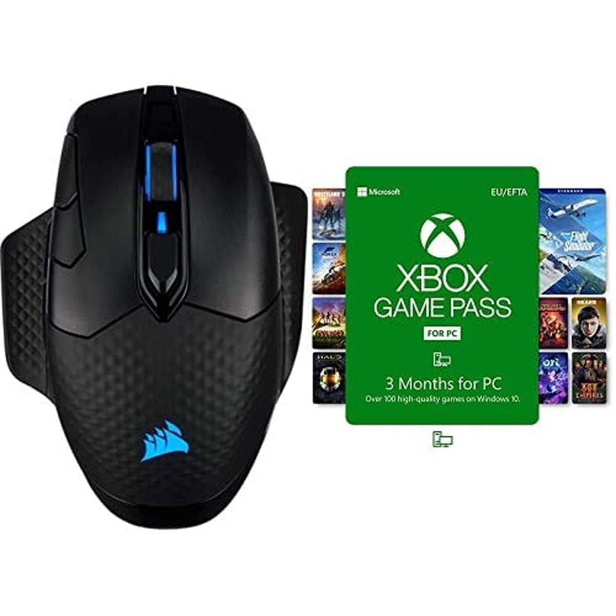 Corsair Dark Core RGB PRO SE, Wireless/Wired Gaming Mouse with Qi Wireless Charging (18000 DPI Optical Sensor, 8 Programmable Side Buttons, Multi-Colour Backlighting)