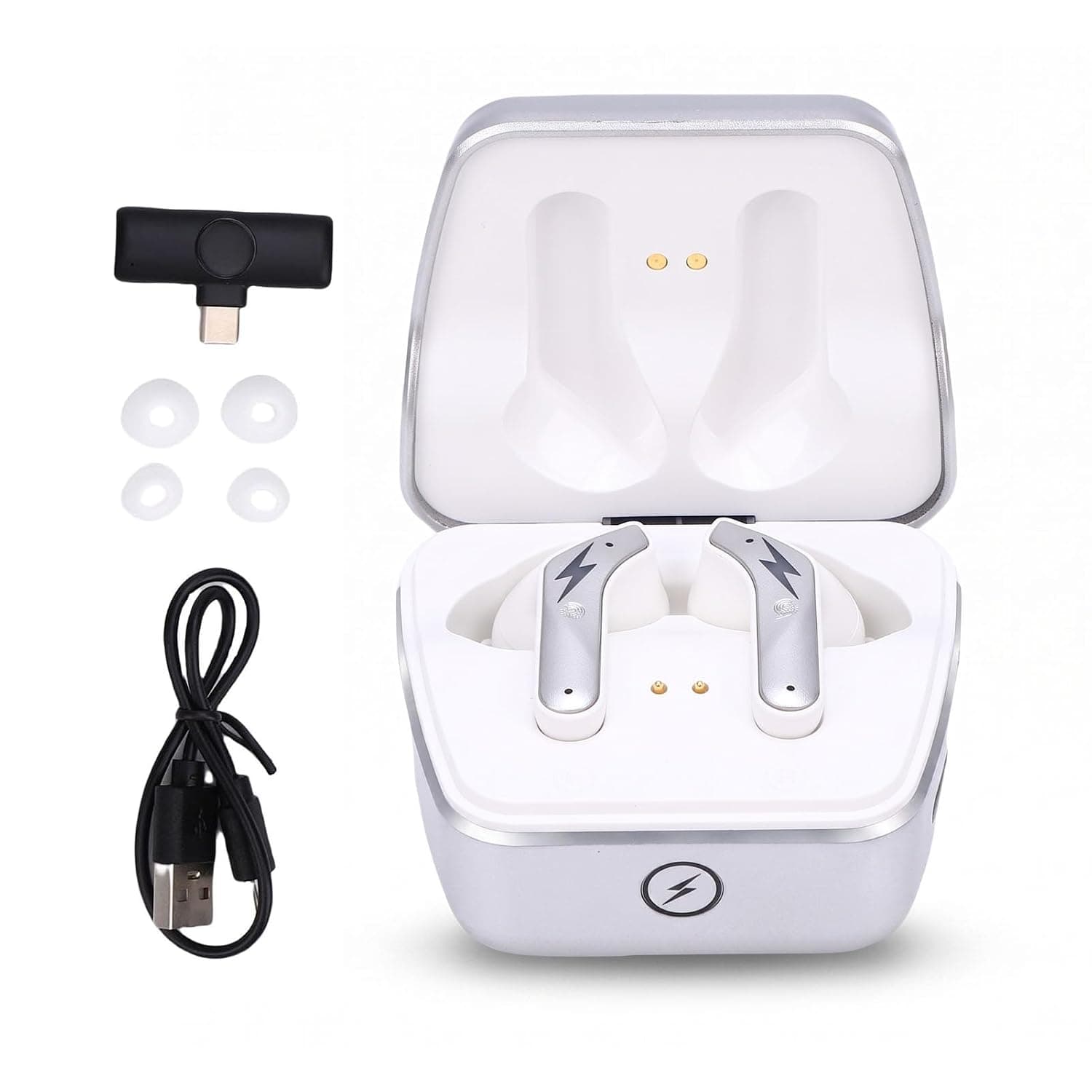 CHEOTIME 2.4GHz Wireless Gaming Earbuds with ENC Mic for Phone, Pad, Laptop | 20ms Ultra Low Latency, Smart Touch Control, BT5.3, IPX5 Water Proof, 3D Stereo Sound, USB C Dongle Wireless Earphones, White