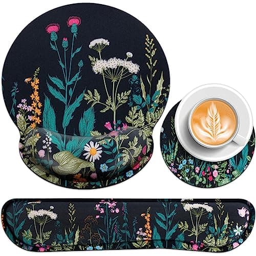 Mouse Mat Set,3-in-1 Mouse Pad Wrist Support+Keyboard Wrist Rest+Cup Pad