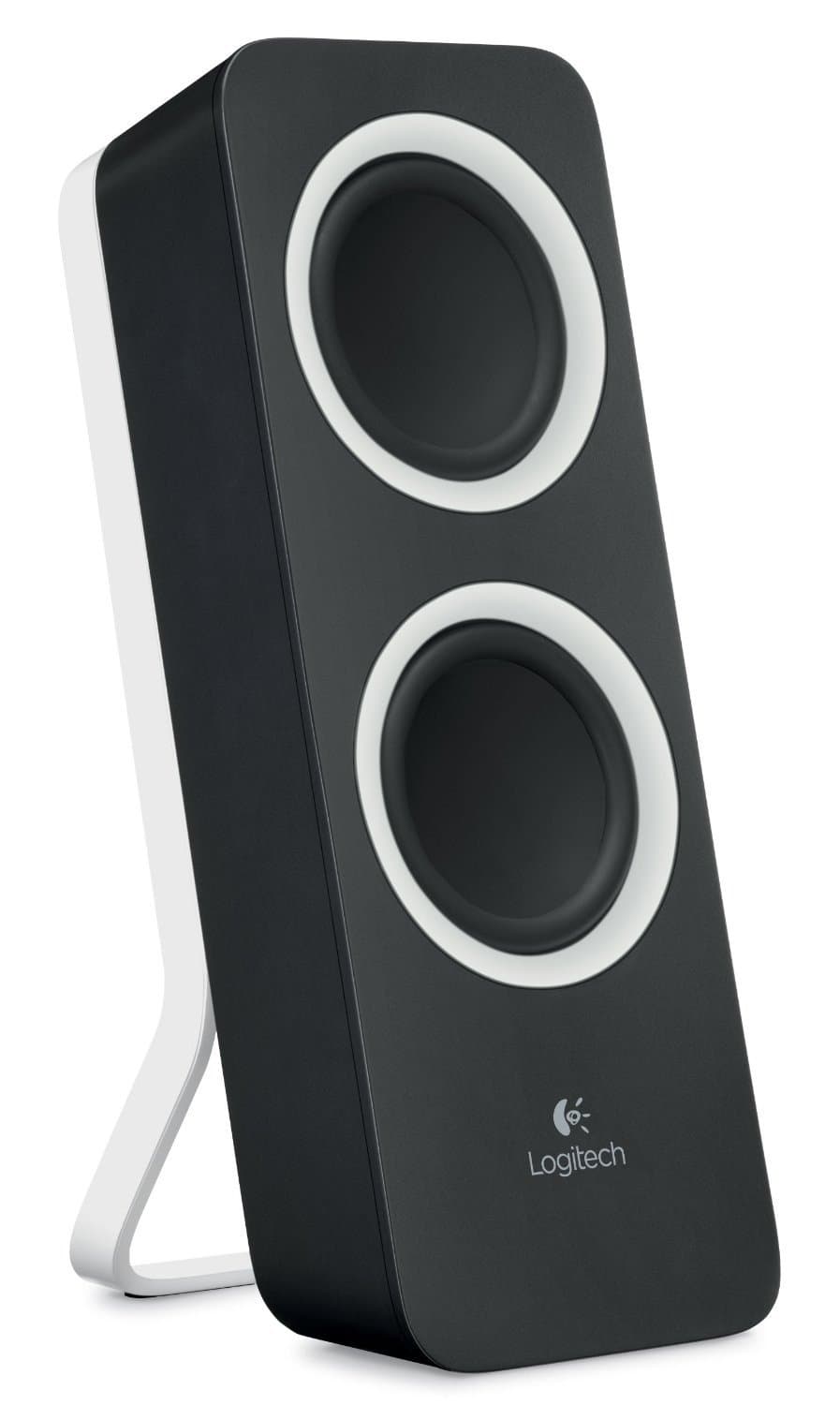Logitech Z200 PC Speakers | Stereo Sound, 10W Peak, 2x 3.5mm Inputs, Headphone Jack, Adjustable Bass, UK Plug, PC/TV/Mobile - Midnight Black