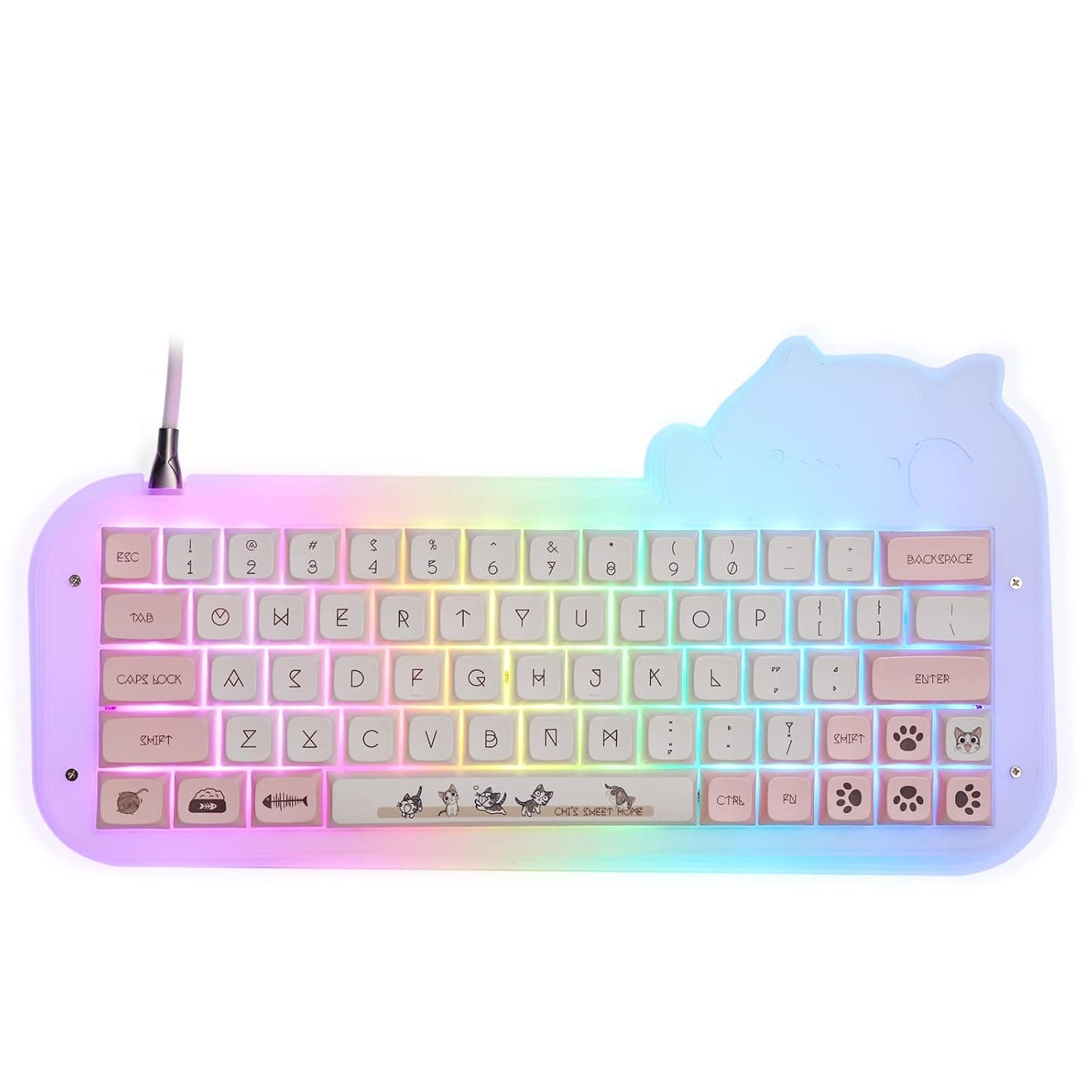 EPOMAKER Kitty 138 Keys XDA Profile PBT Dye Sublimation Keycaps Set for Mechanical Gaming Keyboard, Compatible with Cherry Gateron Kailh Otemu MX Structure (XDA Profile, Kitty)