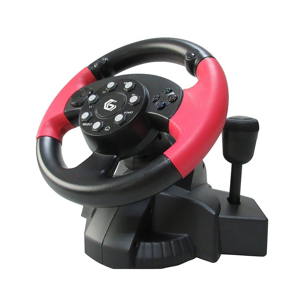 USB Wired Steering Wheel & Pedals with Vibration and gear stick/Racing Wheel with Pedals Controller/For PC DVD, PS3, PS2, Gaming/iCHOOSE