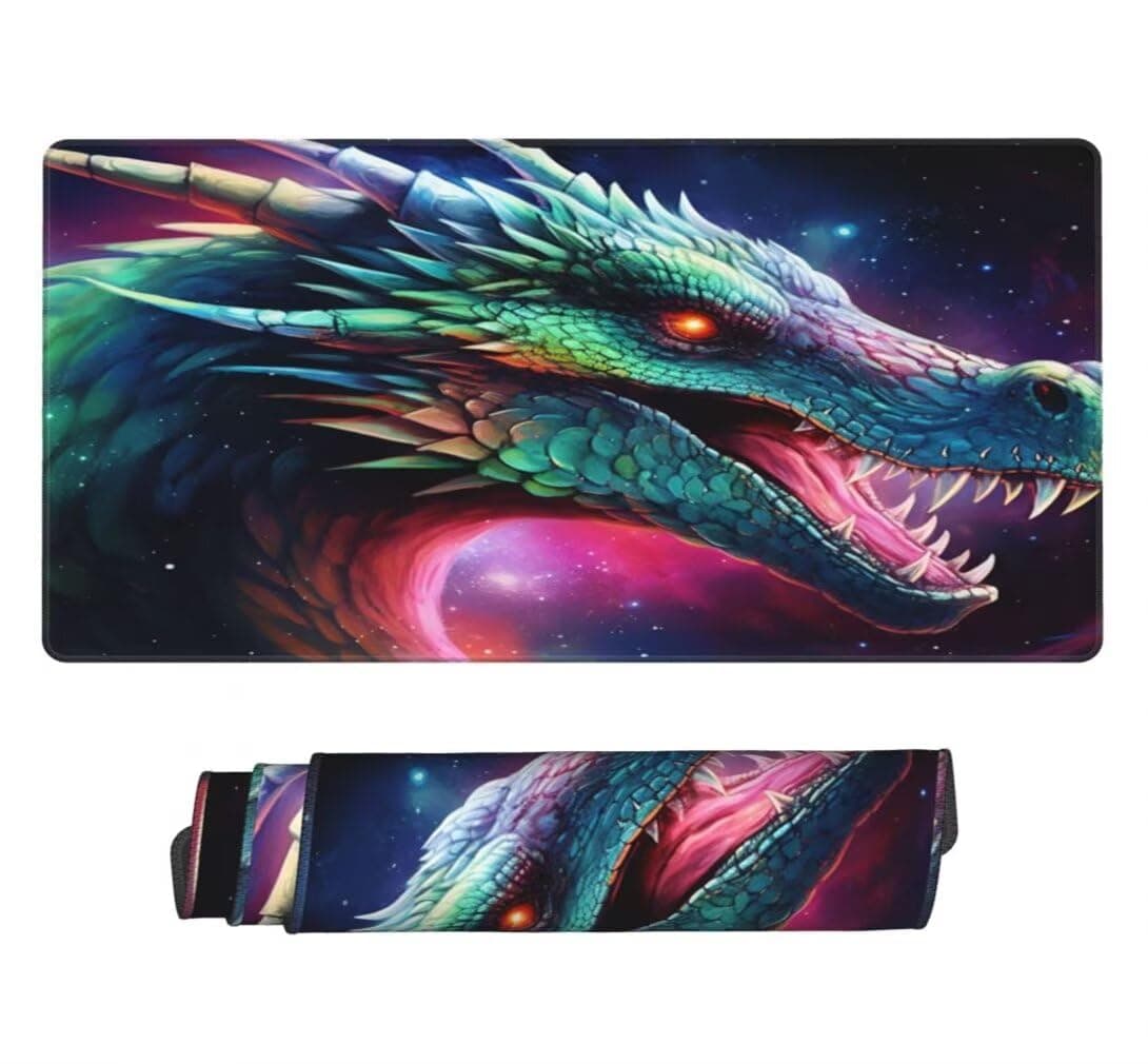 Gaming Mouse Pad Large Fantasy Mouse Mat Extended XXL Mousepad 27.6 x 11.8 x 0.12 inch, Computer Keyboard Mat Washable Desk Pad Anti Slip and Waterproof for Office Desk Accessories (Dragon) -MP1443